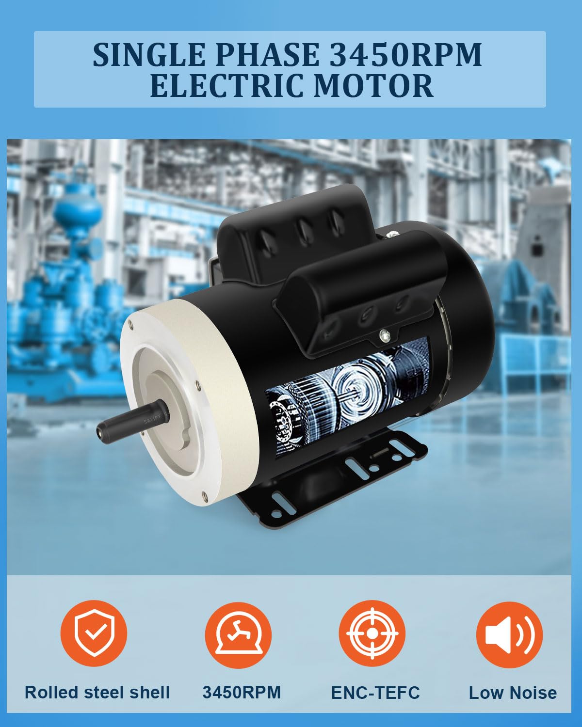 2HP General Electric Motor 3450 RPM, Single Phase, 56C Frame,115V/230V, 5/8" Shaft Diameter Rolled Steel Shell Air Compressor 60HZ