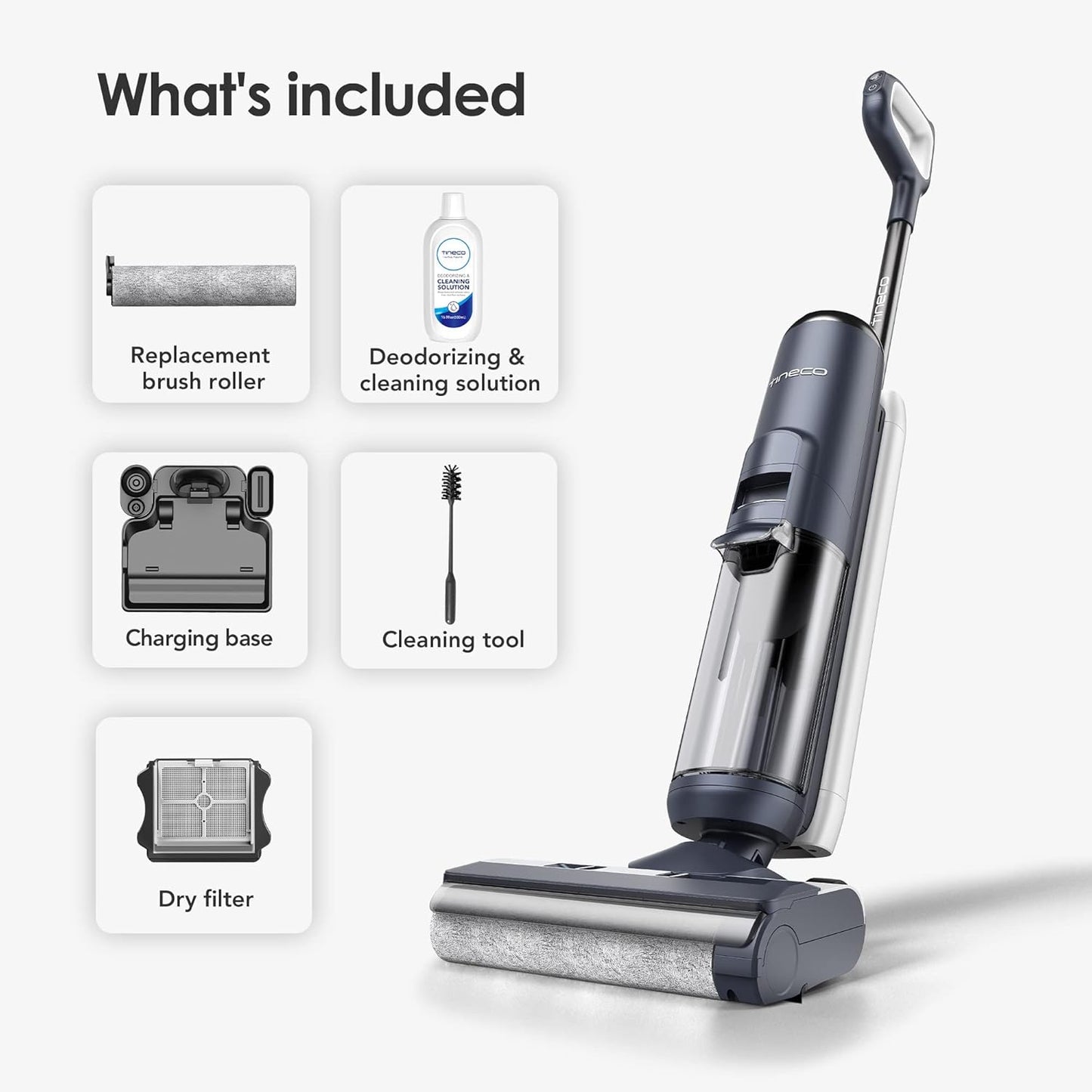 Tineco Floor ONE S5 Smart Cordless Wet Dry Vacuum Cleaner - Digital Display, Long Run Time, Blue