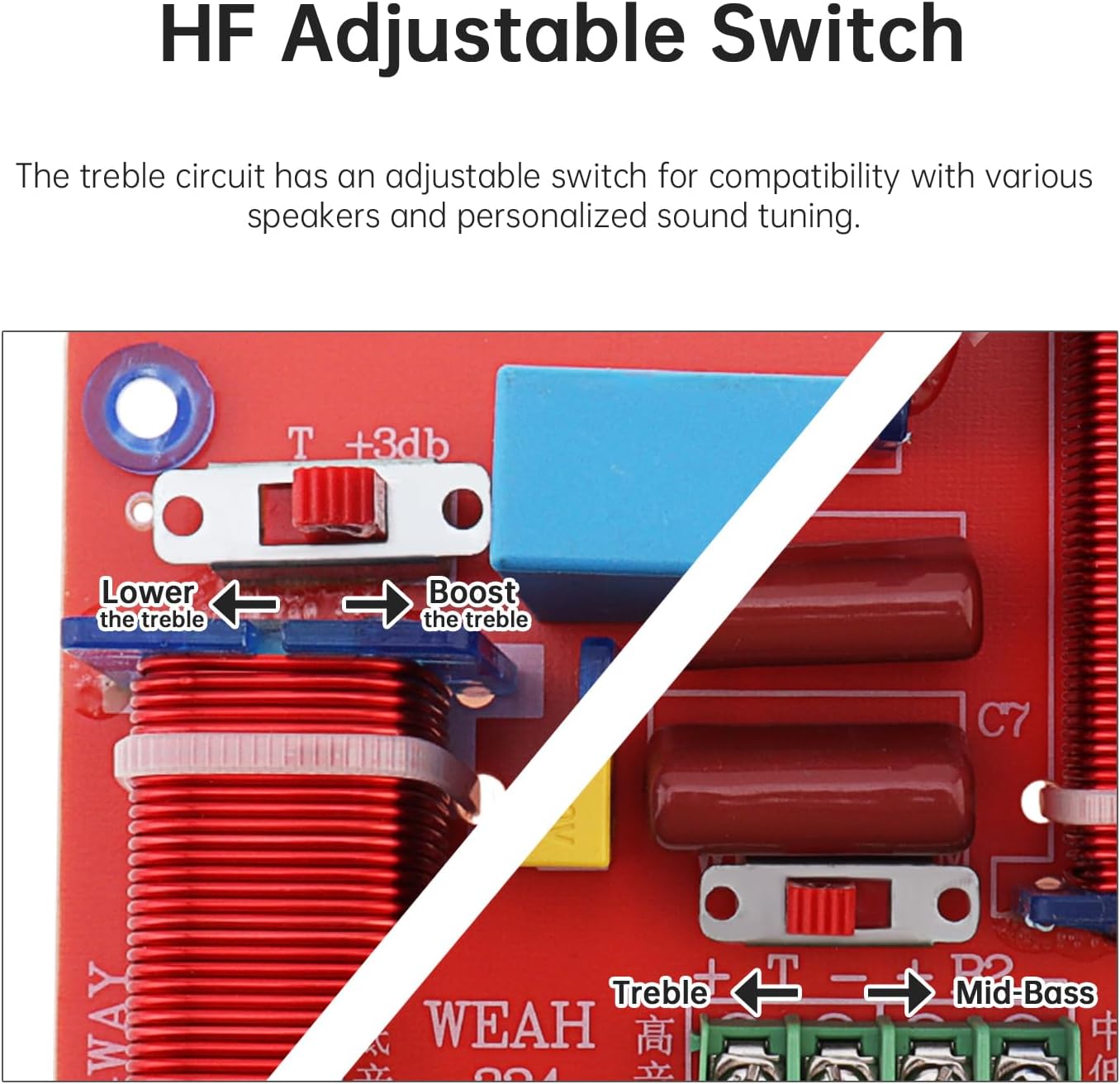 DriSentri 3 400W 4-8 3 Way Crossover, Adjustable Ohm Way One High & Two Low Frequency Divider, HiFi Speaker Crossover