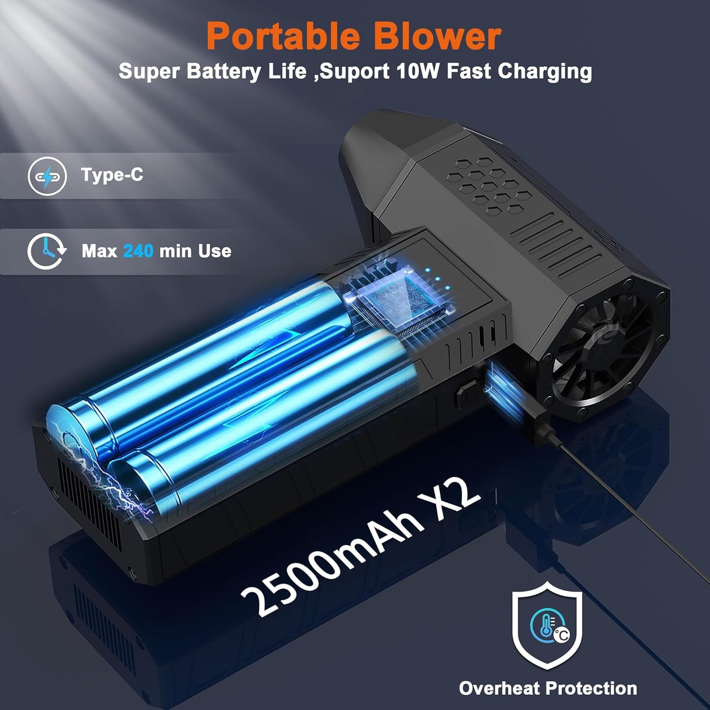 X3 Motor,3 JVSCAM Compressed Air Duster - Electric Air Duster with Brushless Gear Adjustable - Mini Air Blower