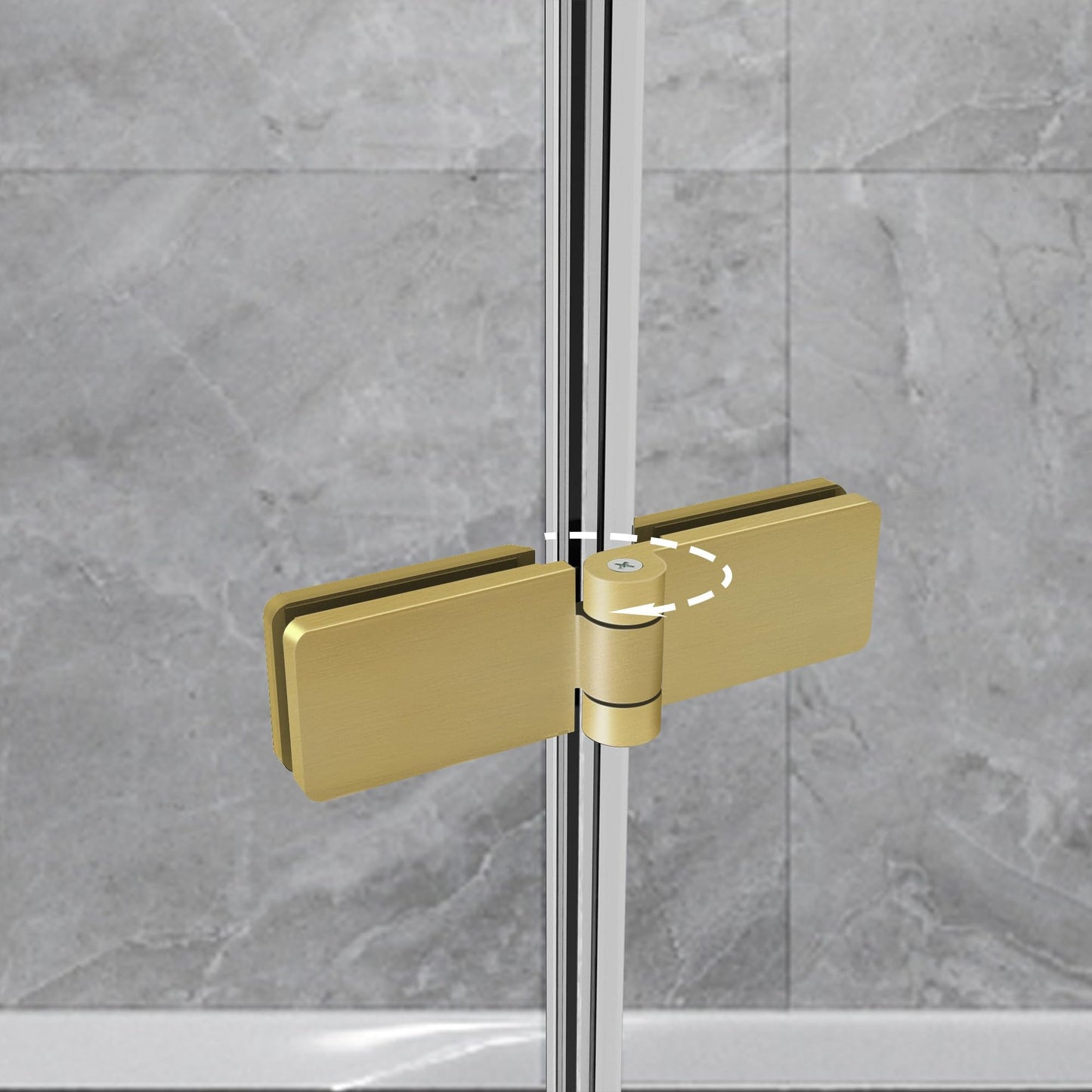 Bathroom Frameless Hinged Foldable Tub Door, Shower Glass Door 43 * 58” Shower Screen Panel with Tempered Glass (6mm), Fixed Clamps Included, Brushed Gold