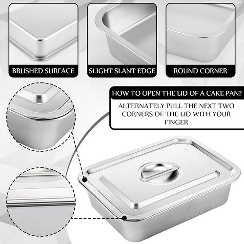 Funnymoom Deep Lasagna Baking Pan Set - 7.4 Qt Stainless Steel Nonstick with Lid | 11 x 14.2 x 4 Inch
