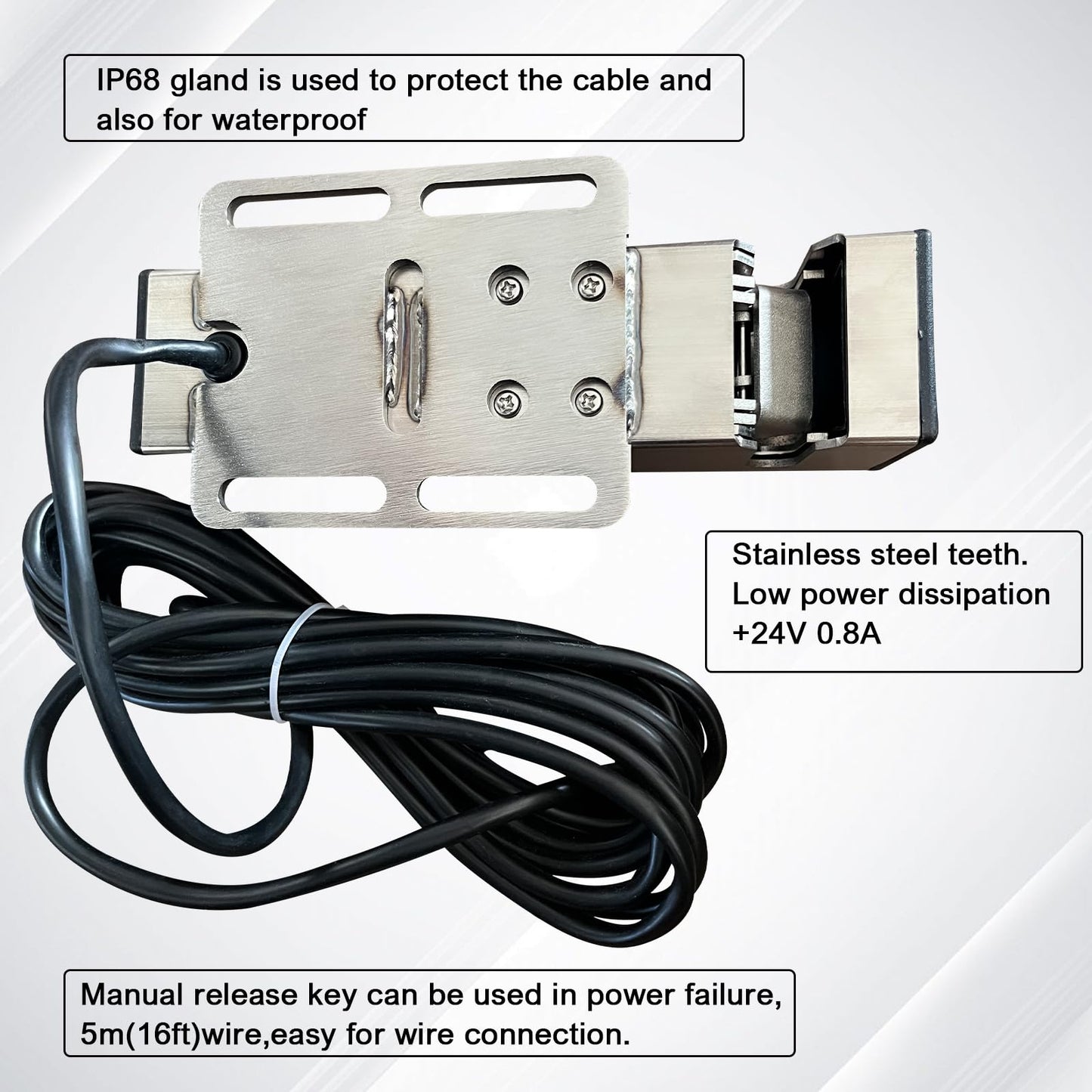 GaFenHanyu Stainless Steel Automatic Electric Gate Lock for DC24V Swing Gate Opener Gate Operator System Device Safe Security Gate Lock