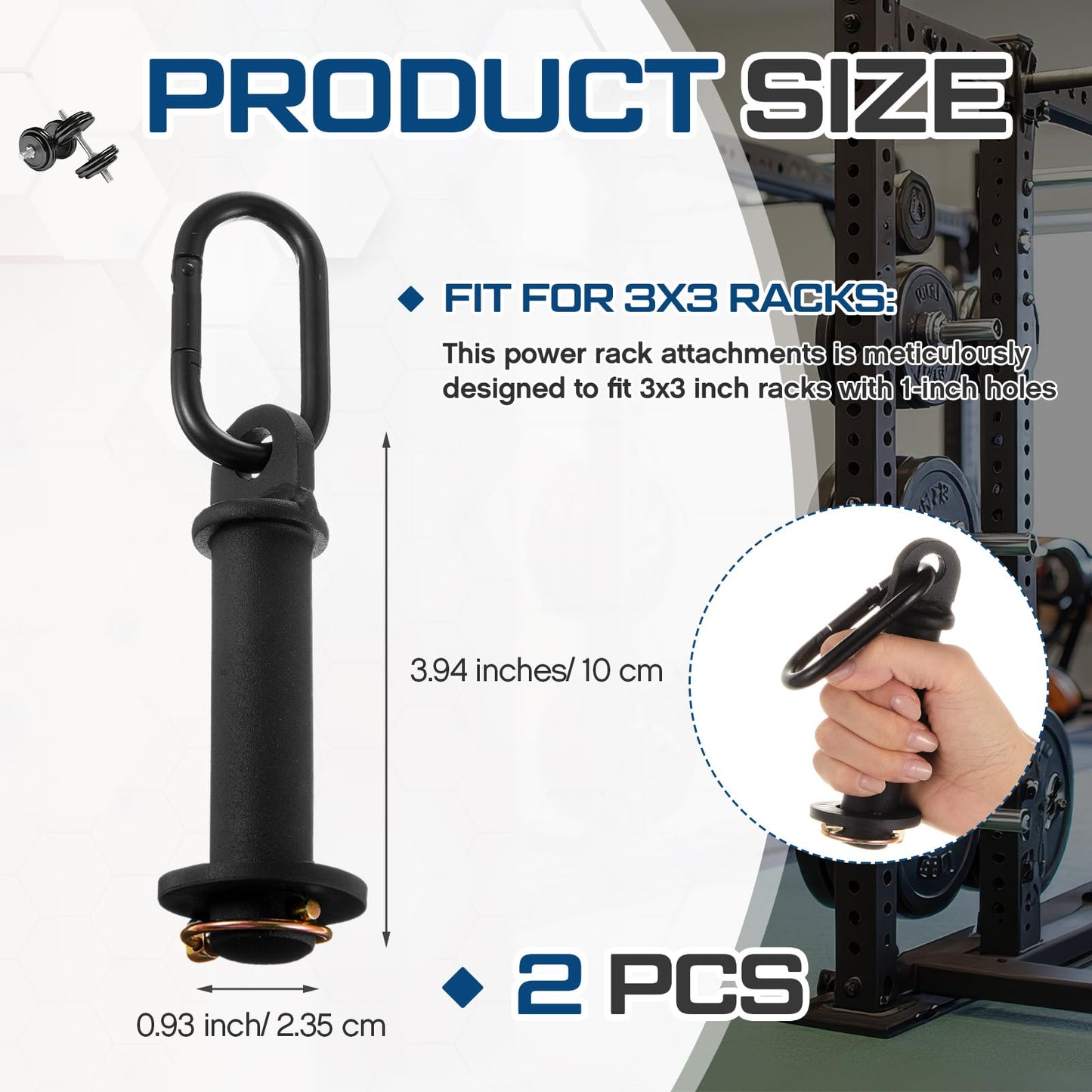 Lasnten 2 Pack Power Cage Squat Rack Home Gym Equipment Attachments Accessory Fits 3x3 Rack with 1" Hole for Power Strength Training Workouts