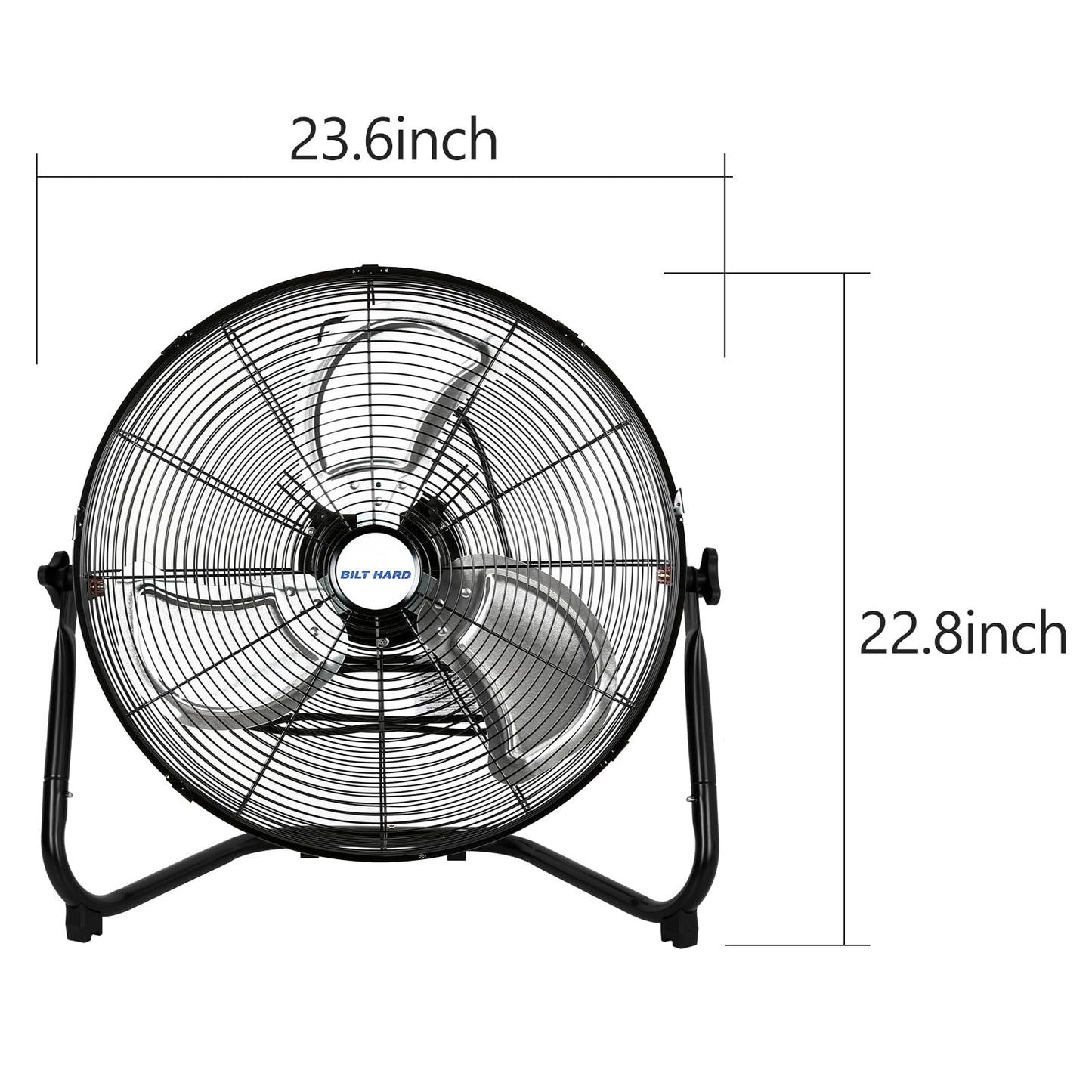 BILT HARD 4600 CFM 20" High Velocity Floor Fan, 3-Speed Heavy Duty Metal Fan with Wall-Mounting System, Industrial Shop Fan for Commercial, Garage, and Greenhouse, 2 Pack