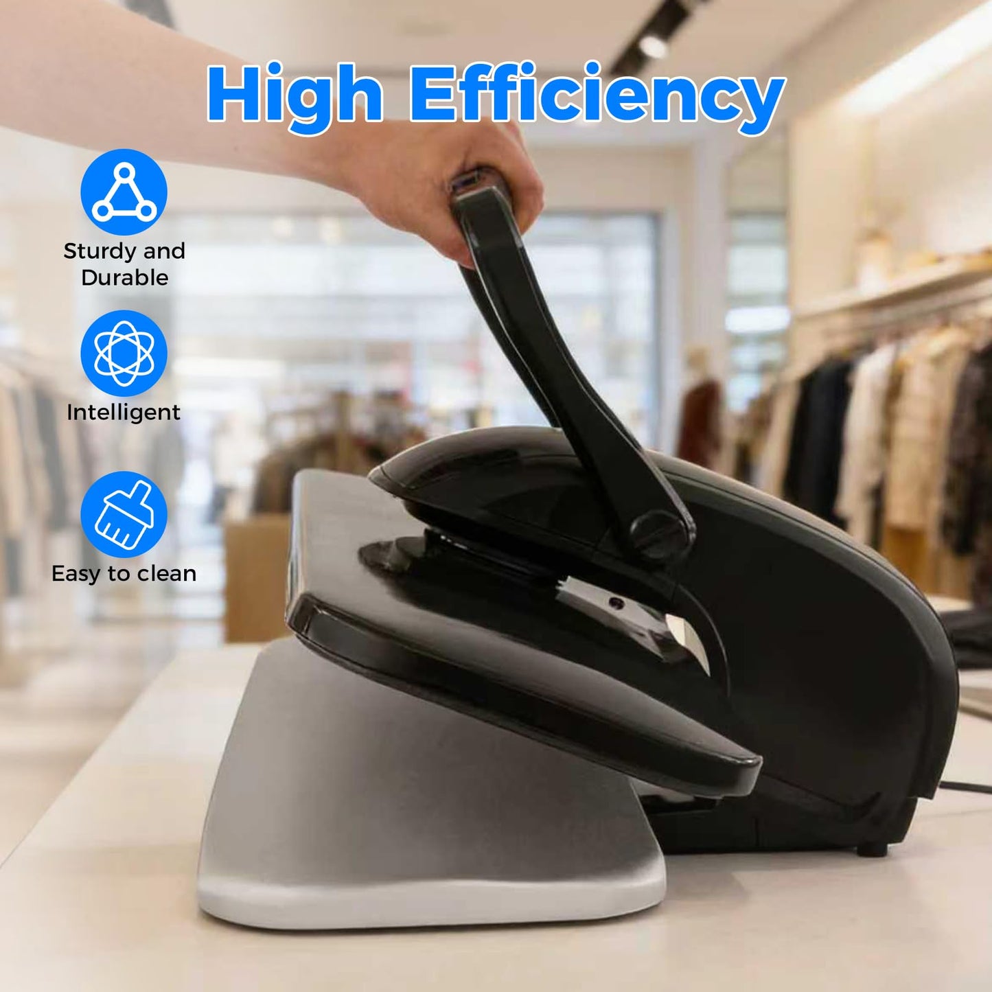 Bepritm 1600W Steam Iron Press for Clothes, 36" Intelligent Steam Press Professional Iron Press Machine w/5 Fabric Modes & Digital Touch Screen, Shirt Press Machine for Clothes, Sheets (36Inch Black)