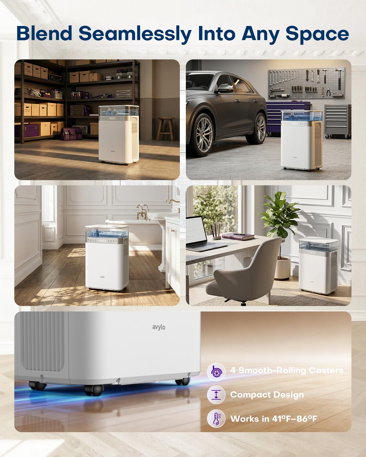 avylo Dehumidifier for Basement with Pump, 2.11 Gallon Top-Mounted Water Tank, Max 90 Pint/D, Energy Star Most Efficient 2025, 4500 Sq.Ft Dehumidifiers for Home with 41dB, Drain Hose, Auto Defrost