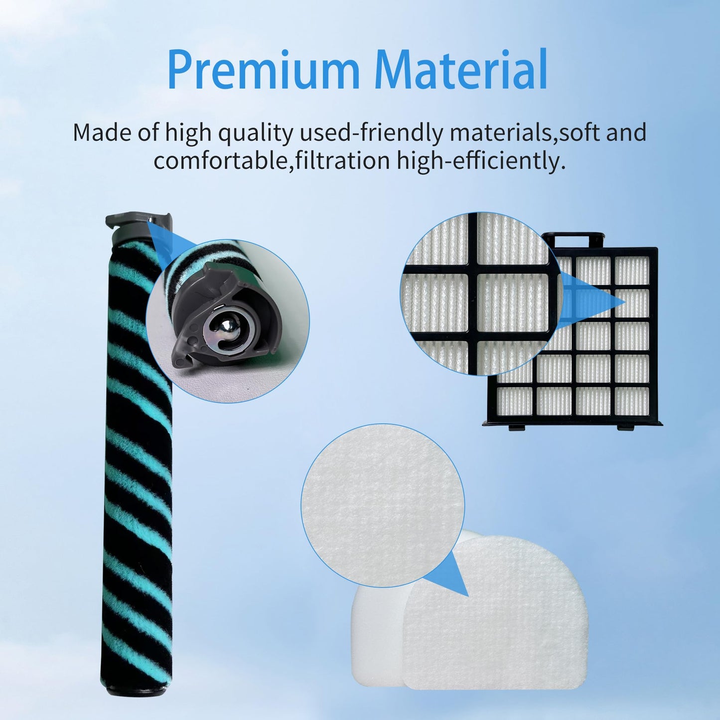 Replacement Parts Roller Brush & HEPA Filter Foam & Felt Filters Compatible with Shark Power Detect Upright AZ4000 AZ4002 AZ4002C Vacuum Cleaner