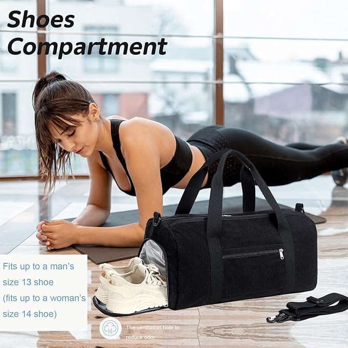 Duffle Bag for Gym Sports Women Girls Workout Travel Bag Weekender with Shoe Compartment and Wet Pocket