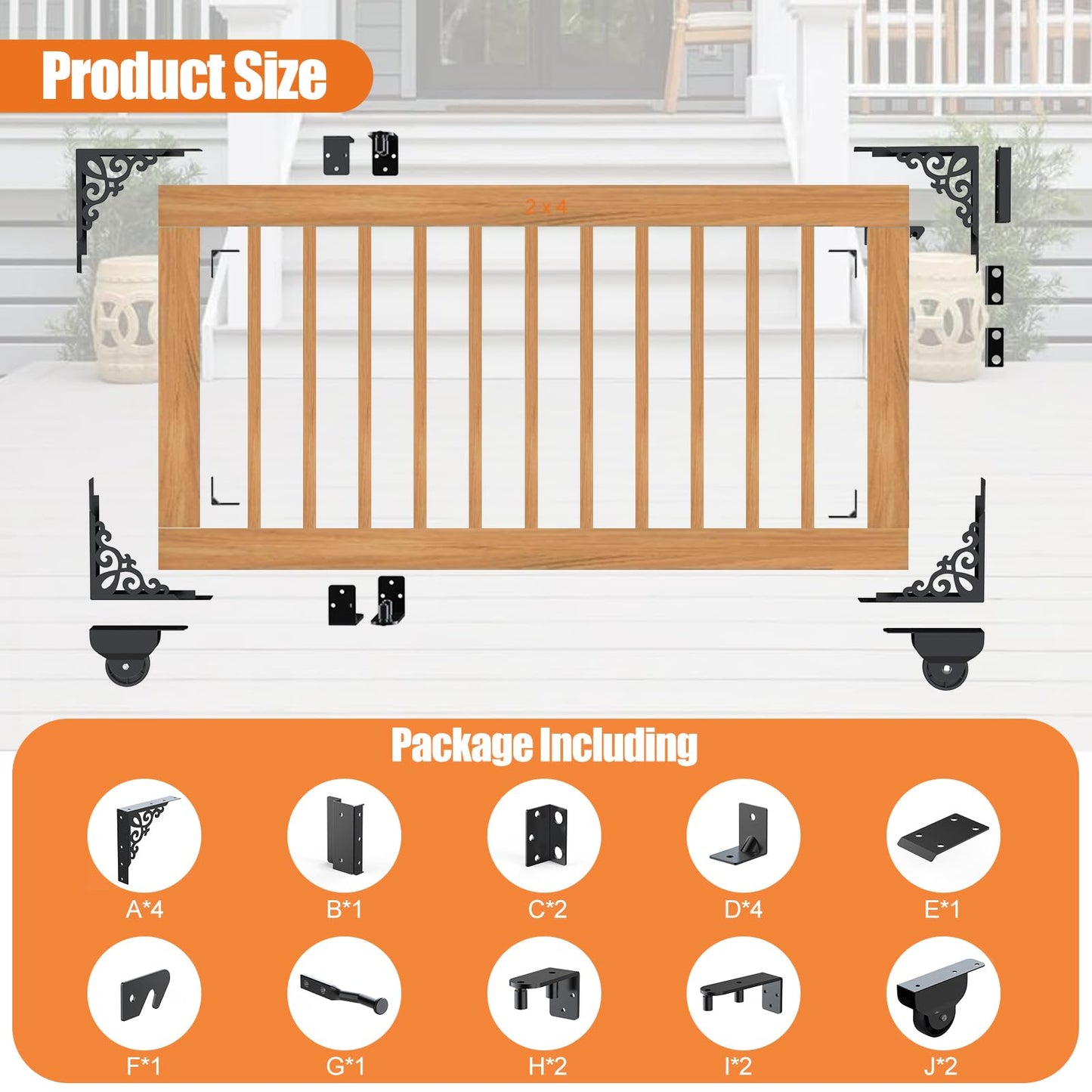 MOFEEZ Sliding Gate Kit Decorative Rolling Gate Hardware Kit Heavy Duty for Smooth Quiet Sliding Operation