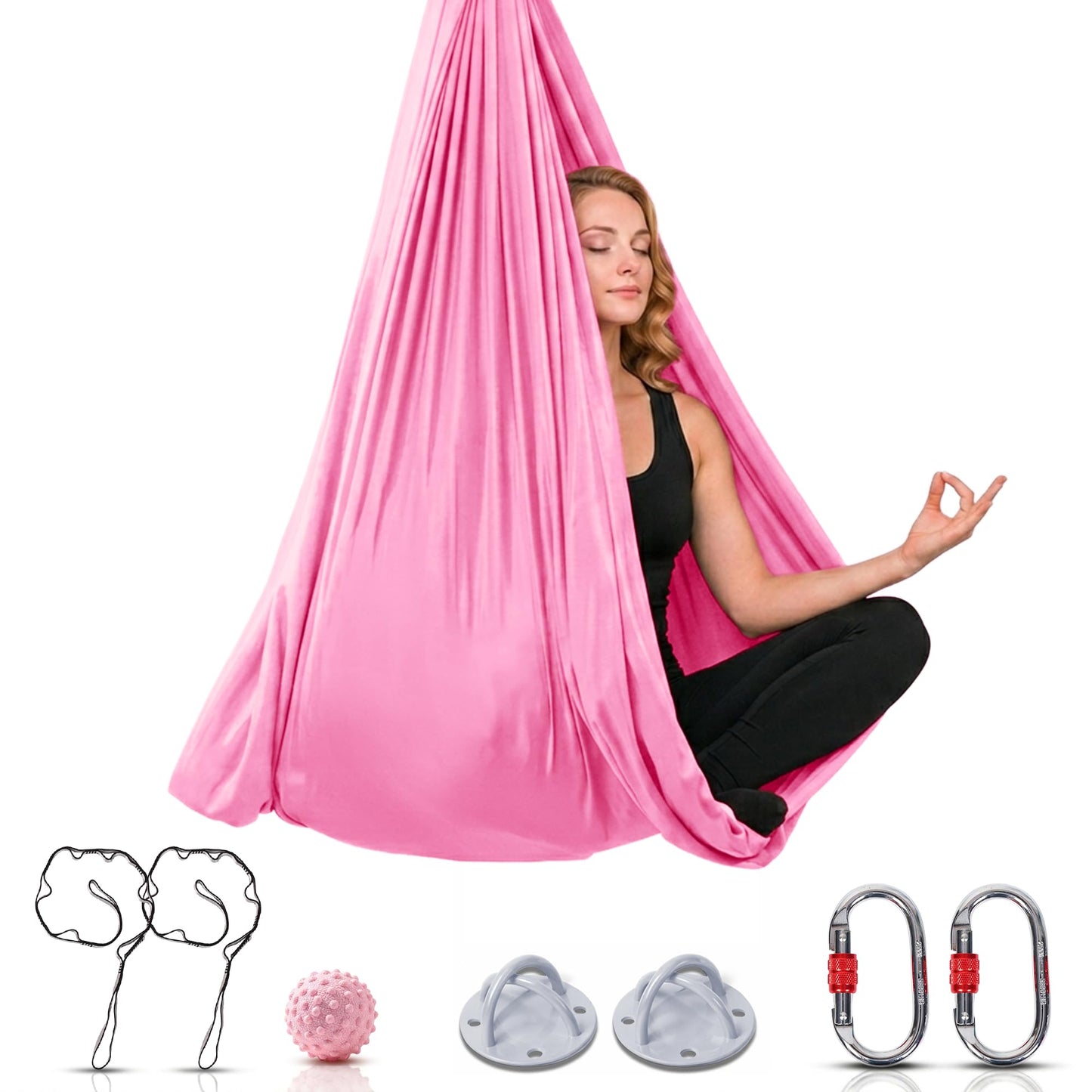 LOTUS78 Aerial Yoga Hammock 5.5 Yards (198 Inches) – Premium Aerial Silk Swing for Antigravity Fitness, Inversion Therapy, Strength & Flexibility | Pink | Yoga Trapeze for Home & Studio