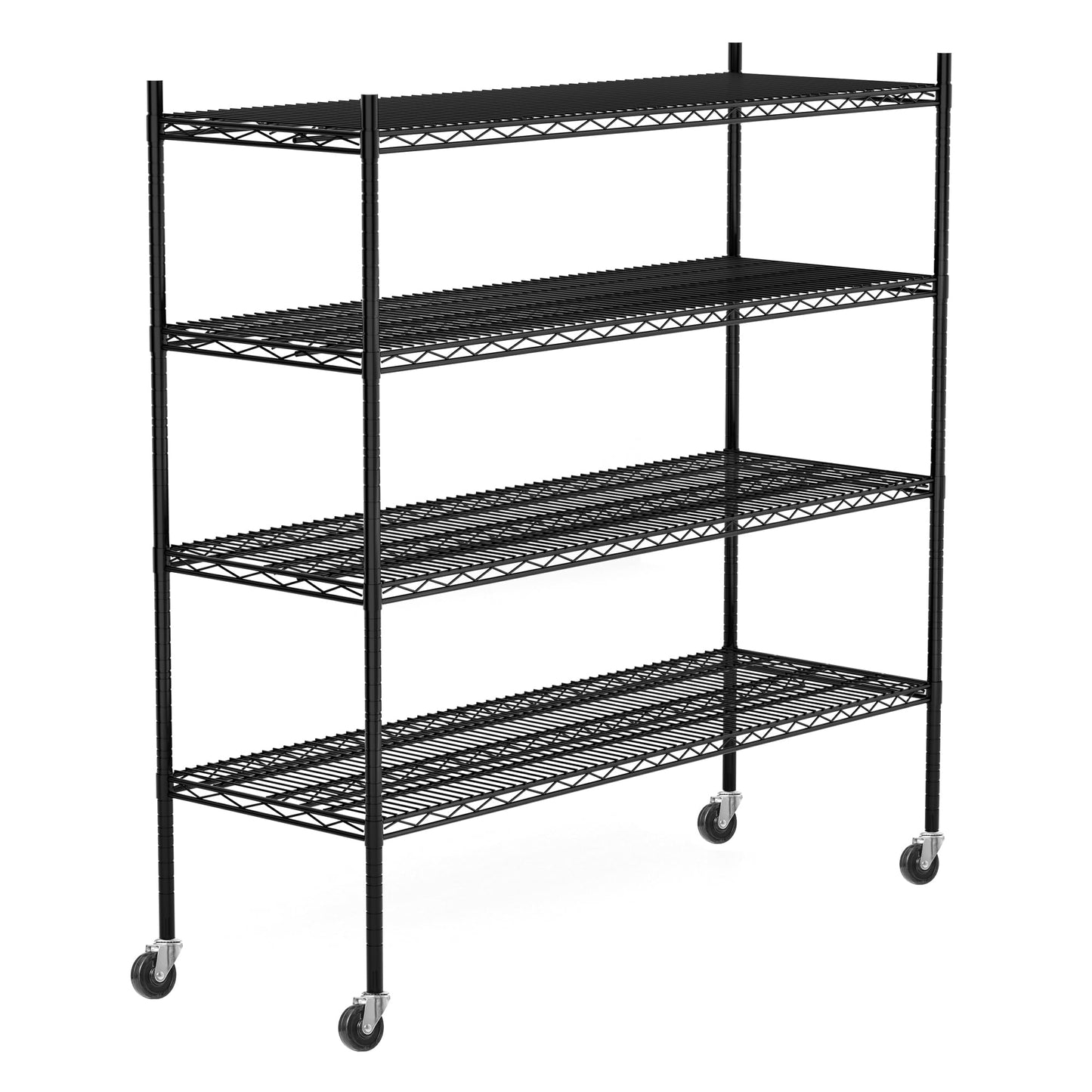 Vioranex Heavy Duty Adjustable Metal Shelving Unit with Wheels, 2400LBS Capacity, 4-Tier Wire Rack for Garage, Pantry, Kitchen, 59" W x 19.5" D x 62.3" H