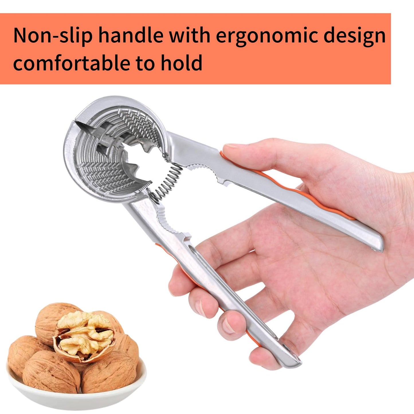 LOCEAST 2 PCS Nut Crackers for All Nuts Heavy Duty Walnut Cracker with Non-Slip Handle Pecan Crackers Tools Funnel Walnut Pliers Nutcracker Pecan Walnut Plier Clip Tool