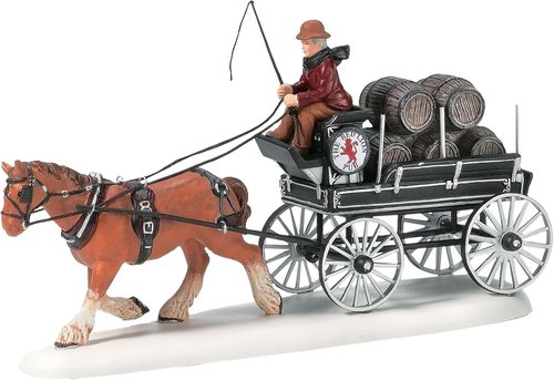 Department 56 - Dickens' Village The Red Lion Pub Horse-Drawn Beer Wagon Figurine | 4.25 Inch, Multicolor