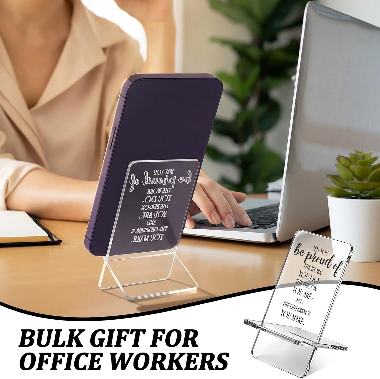 10 Sliner Pcs Employee Appreciation Gifts Bulk Acrylic Phone Stand for Desk Office Inspirational Thank You Gift