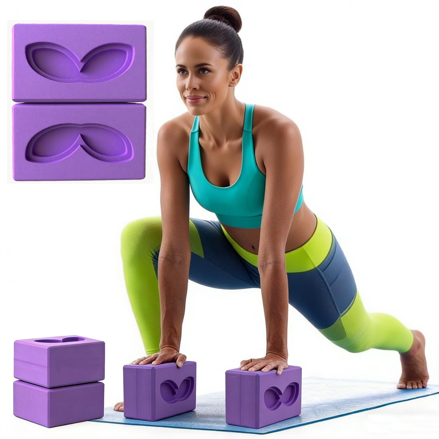 2 Pcs Large Yoga Blocks, Rabbit ear patterned yoga blocks,Supportive Latex-Free Eva Foam - Soft Non-Slip Surface with Beveled Edges for Yoga, Pilates, Meditation - Yoga Accessories for Stability, Balance, Deepen Stretches,yoga blocks set