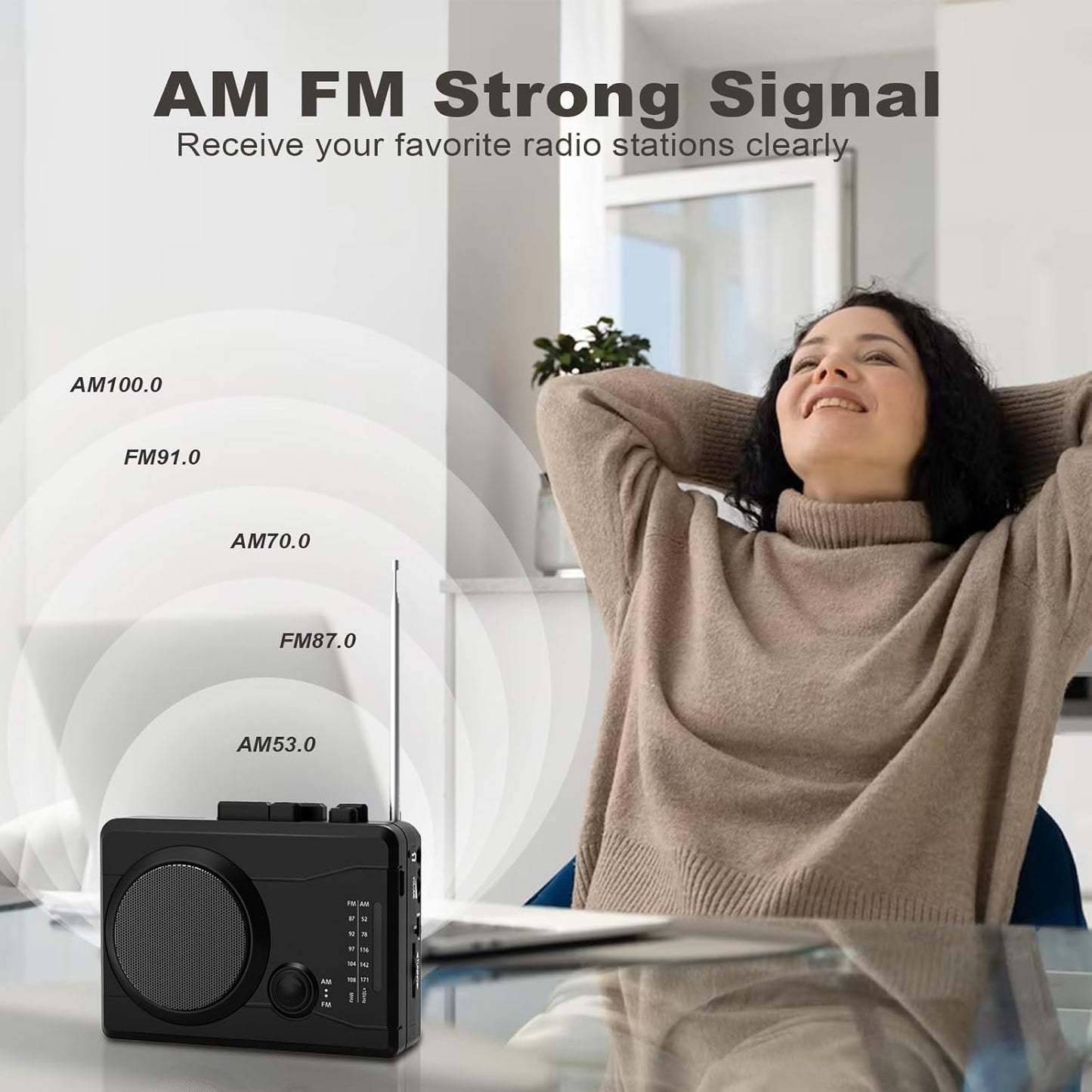 Cassette Cassette MP3 Portable Player & Recorder, Tape to Digital Converter, AM/FM Radio Station, Reverse Recording