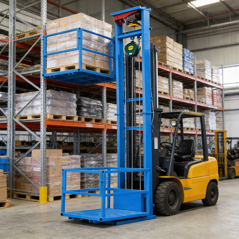 Electric Lifting Platform Heavy-Duty, Mobile Automatic Cargo Elevator 9.8FT Lifting Height Hydraulic Lifting Rail Hoist, for Indoor Outdoor Use, Warehouse, Dock (3M Lifting Height)