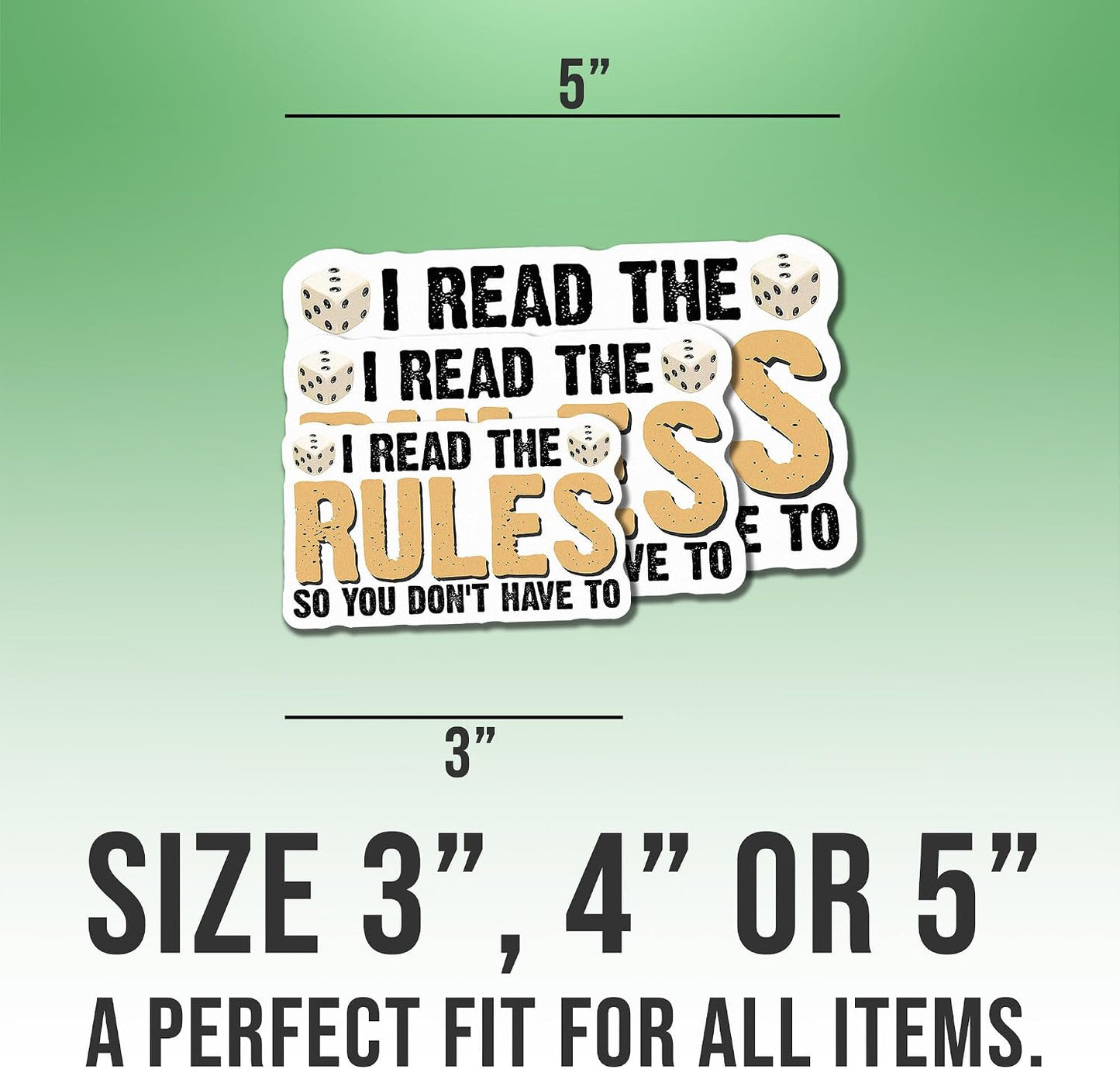3" Board Games Sticker I Read The Rules So You Don't Have to Vinyl Decal Weather-Resistant for Water Bottles Laptop
