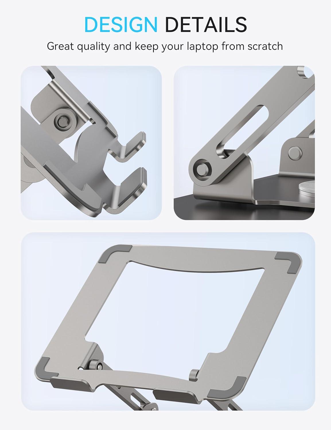 SOUNDANCE 360 Rotating Laptop Stand, Ergonomic Computer Riser for Desk, Adjustable Height Multi-Angle Metal Holder