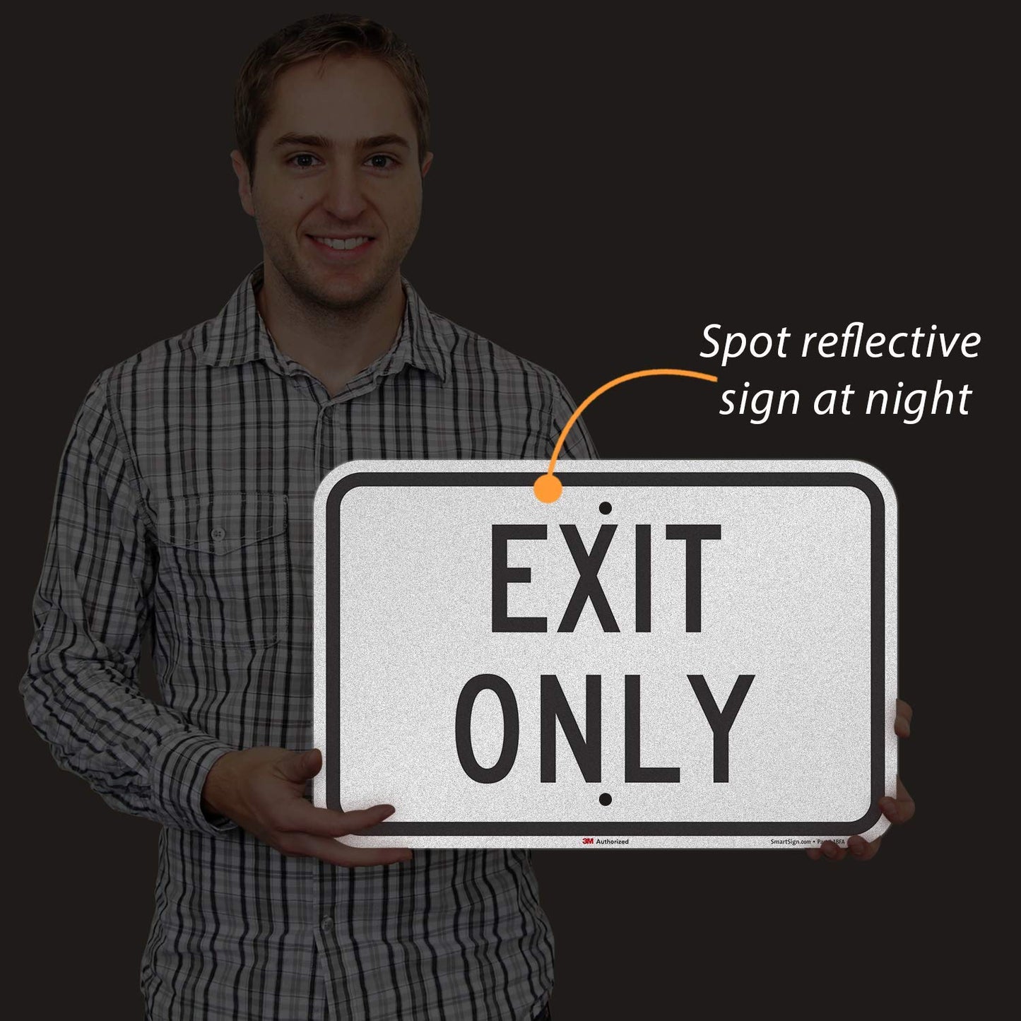 SmartSign - K-1757-EG-12x18-D2 "Exit Only" Sign | 12" x 18" 3M Engineer Grade Reflective Aluminum Black on White