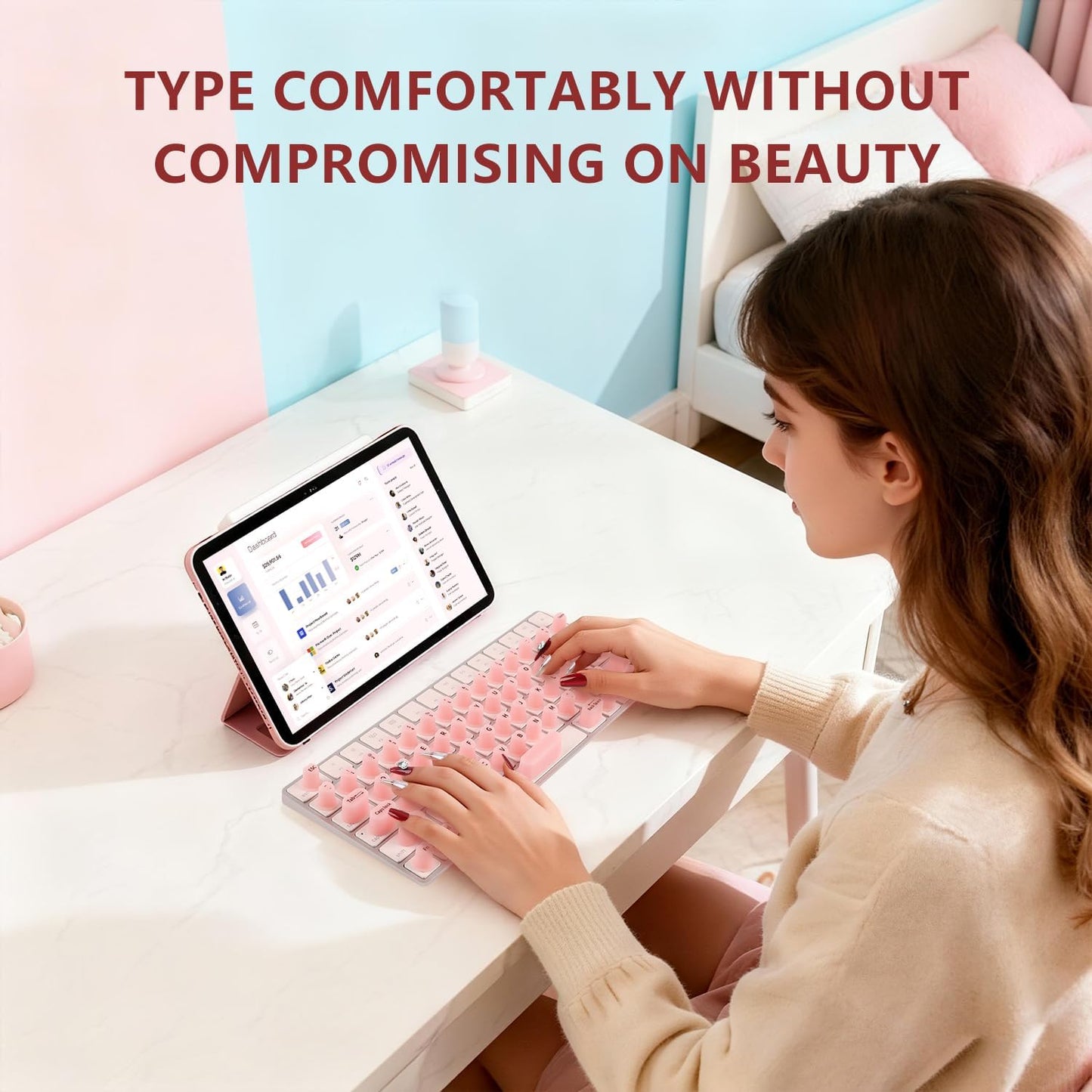 Allinside 70 Raised Silicone Keyboard Stickers for Long Nails, Reusable Self-Adhesive Key Stickers for Comfortable