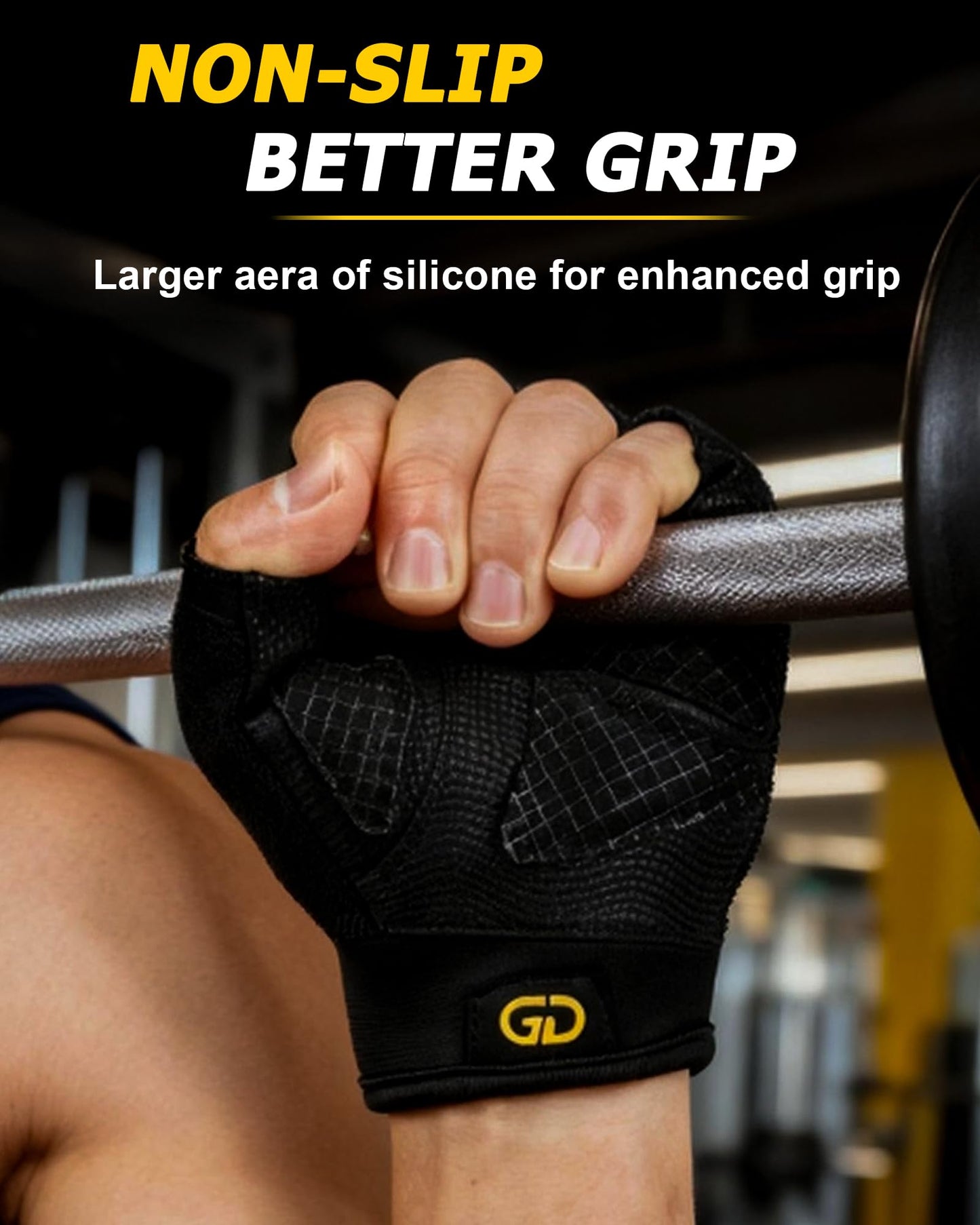 FitDA Workout Gloves for Men & Women - Fingerless Padded Weight Lifting Gloves with Non-Slip Grip & Short Wrist Design, Gym Glove for Training, Exercise, Cycling, and Fitness, L
