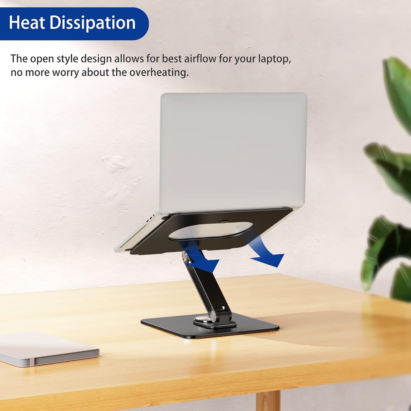 BESIGN LSX7 360 10-15.6" Laptop Stand with Rotating Base, Ergonomic Adjustable Notebook Riser, Foldable Computer Holder