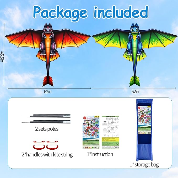 YongnKids Kite for Kids Age 4-8 8-12, Large Kites for Boys Adults Easy to Fly & Assemble, with 328ft String,Perfect for Beach Trip Park Family Activities Outdoor Games