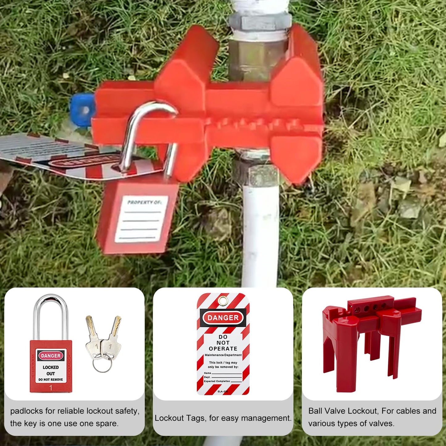 SAFBY 2-in-1 Lockout Tagout (Loto) Kits–Complete OSHA Safety Group Lock Out Hasps, Tag Out Clamp-On Circuit Breaker Lockout for Universal Multi- Pole Breaker Electrical Kits Station (2 Kits in 1)