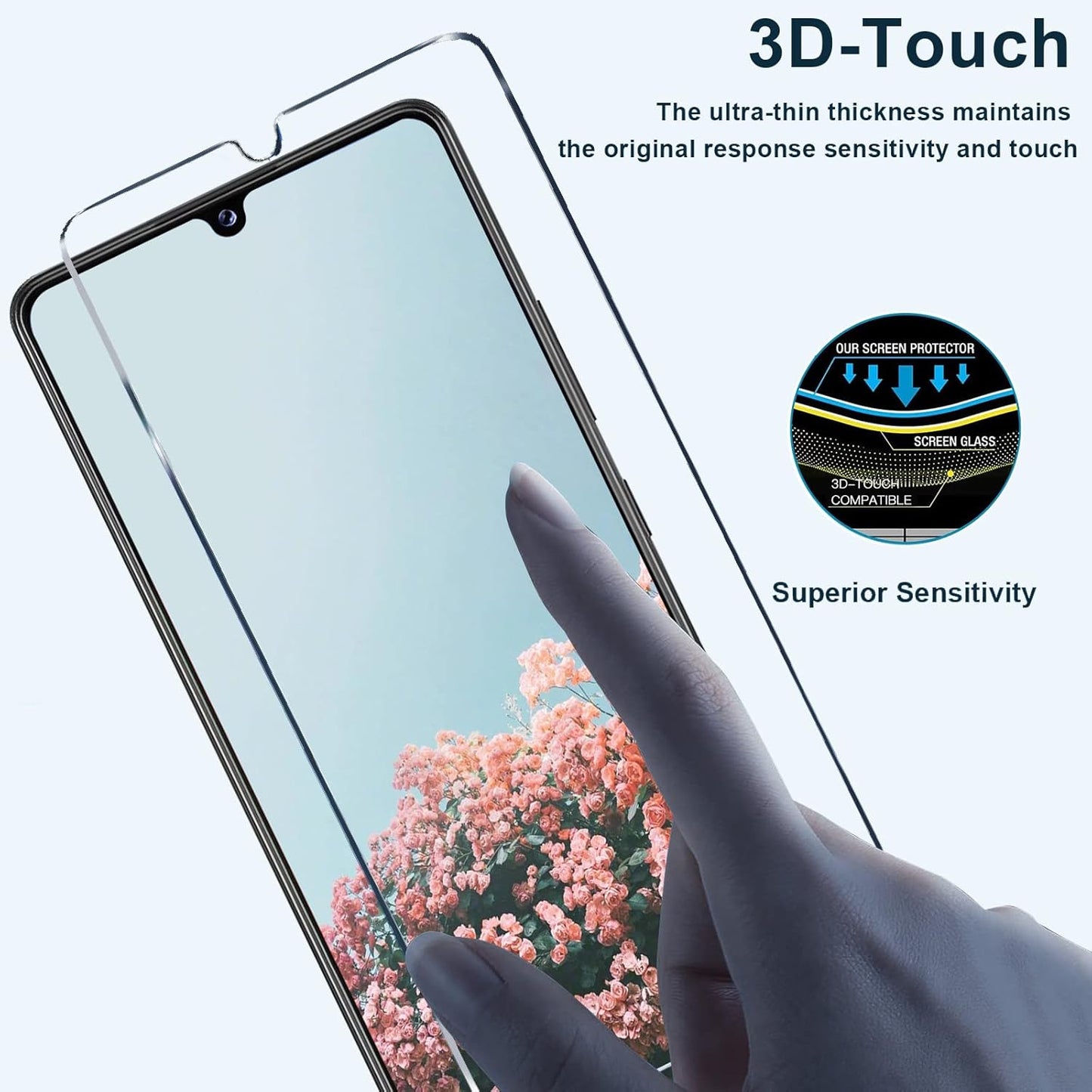 [3+3 Pack] A42 9H A42 5G Designed for Samsung Galaxy Screen Protector + Camera Lens Protector, Easy Installation
