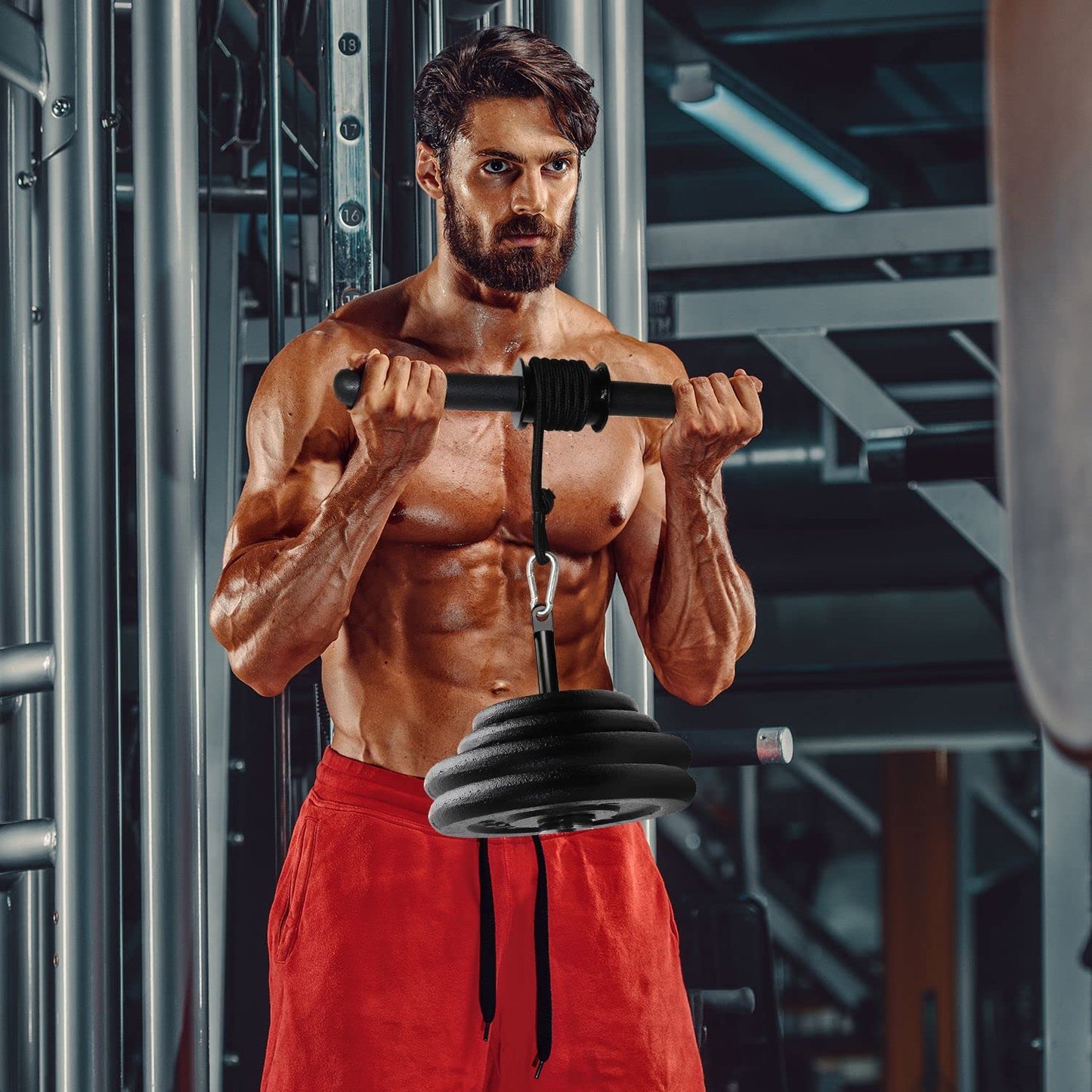 A2ZCARE Wrist and Forearm Blaster – Wrist Roller and Forearm Roller - Perfect for Strength Training and Workout – Fit 1-inch Standard Weight Plates (PVC Handle)