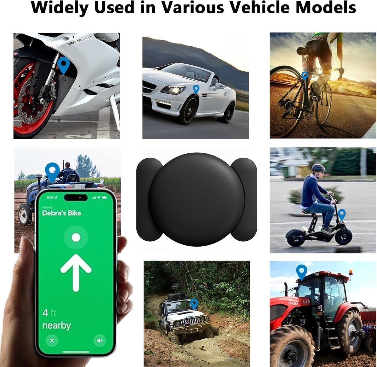 Dahetag (Black,1PCS) GPS Tracker for Vehicles,Real Time GPS Car Tracker Work with Apple Find My(iOS Only),No Monthly