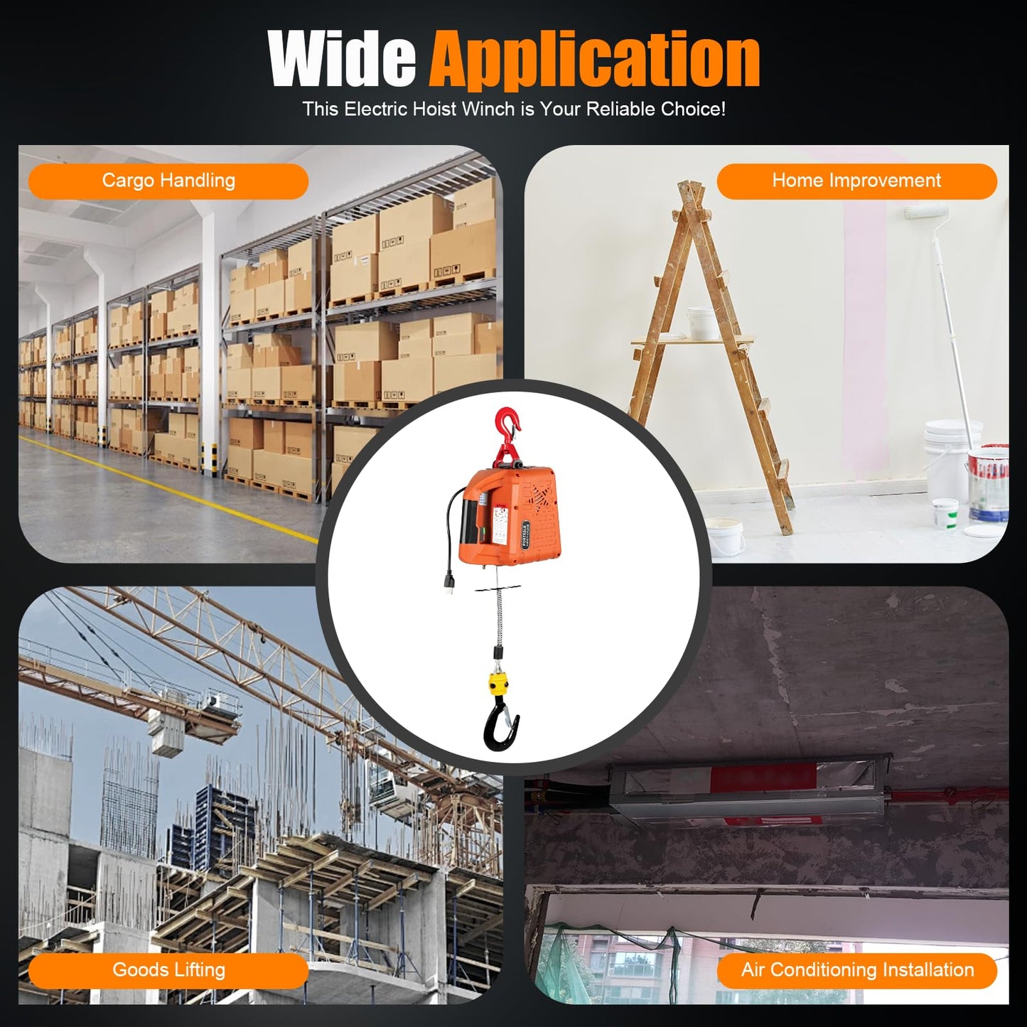 NOLANTISI 3 in 1 Electric Hoist Winch - 2200LBS 38FT 110V Manual, Wired and Wireless Remote Control for Factories, Warehouses, Garages, Etc