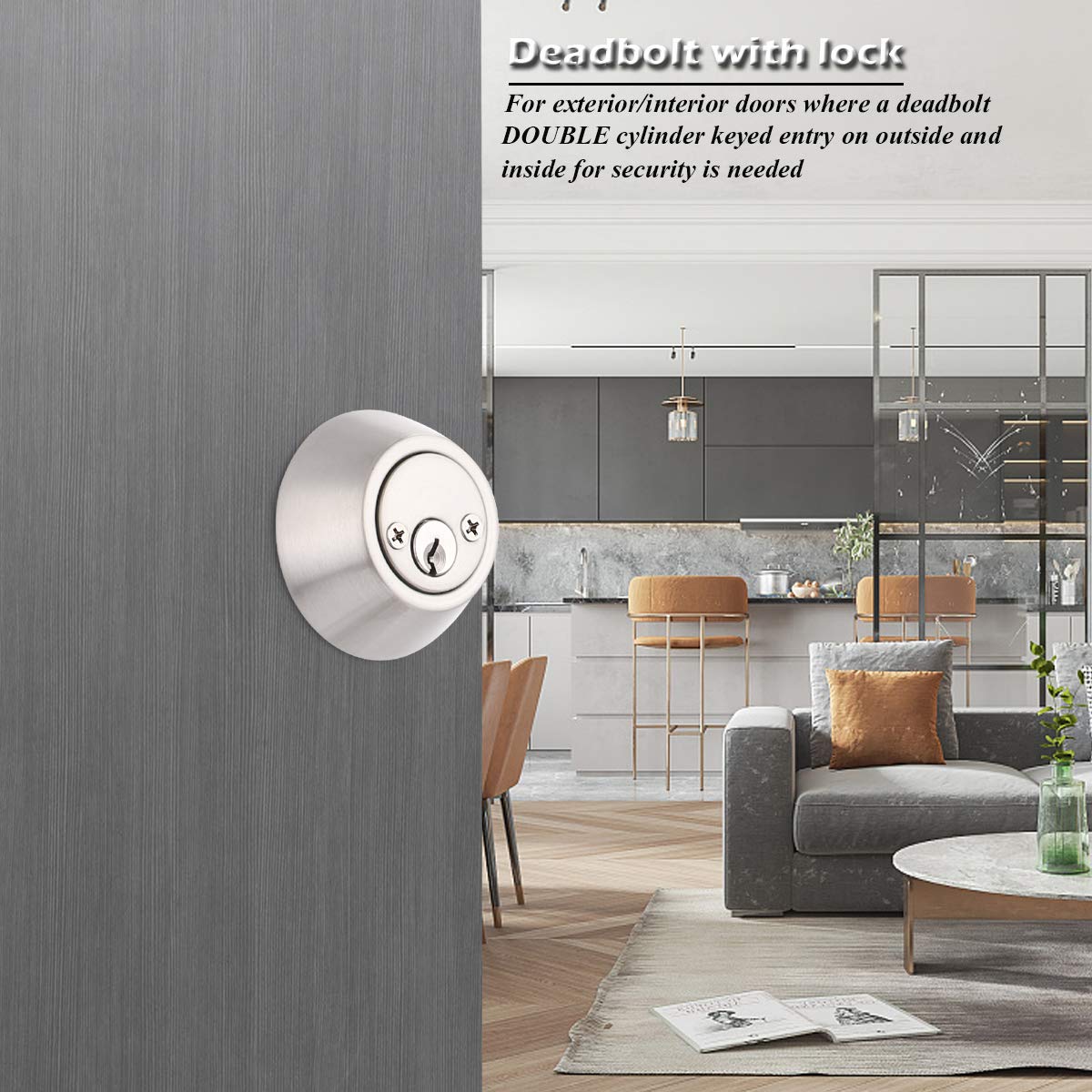 Gobrico Keyed Alike Double Cylinder Deadbolts Combo Door Locks in Satin Nickel 6Pack
