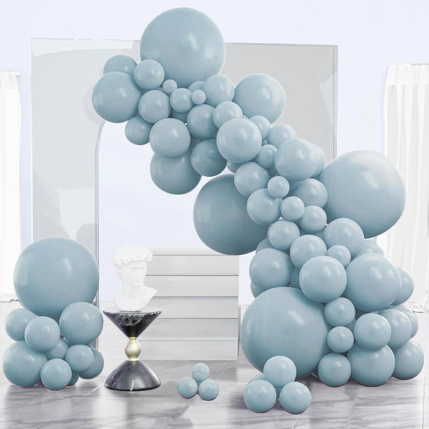 PartyWoo Dusty Blue Balloons - 120-Piece Boho Balloon Arch Kit | Light Blue Aqua for Graduation, Baby Shower & Birthday Decor