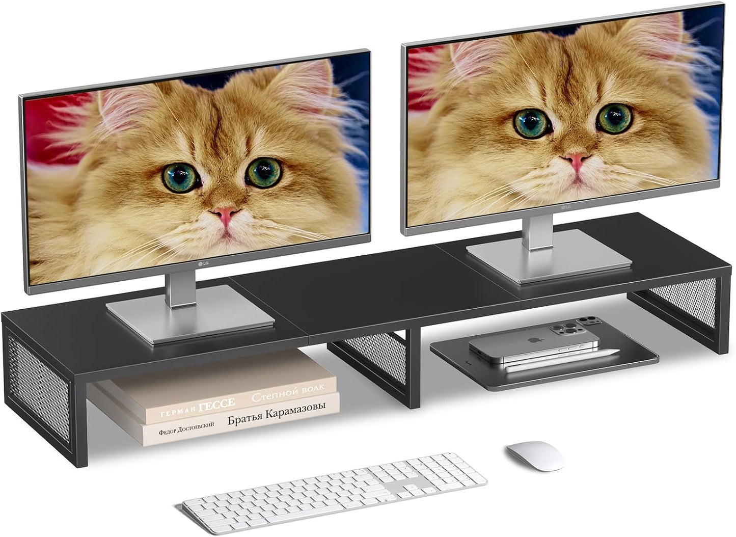 Dual Computer Monitor Stand Riser, Desk Organizers and Accessories, Printer & TV Stand, Desk Shelf, Office Desk