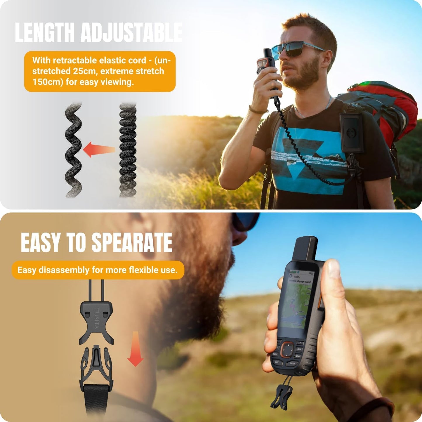 TUSITA Backpack Tether Accessory Compatible for Garmin Handheld eTrex GPSMAP Rino Series - GPS System Accessories