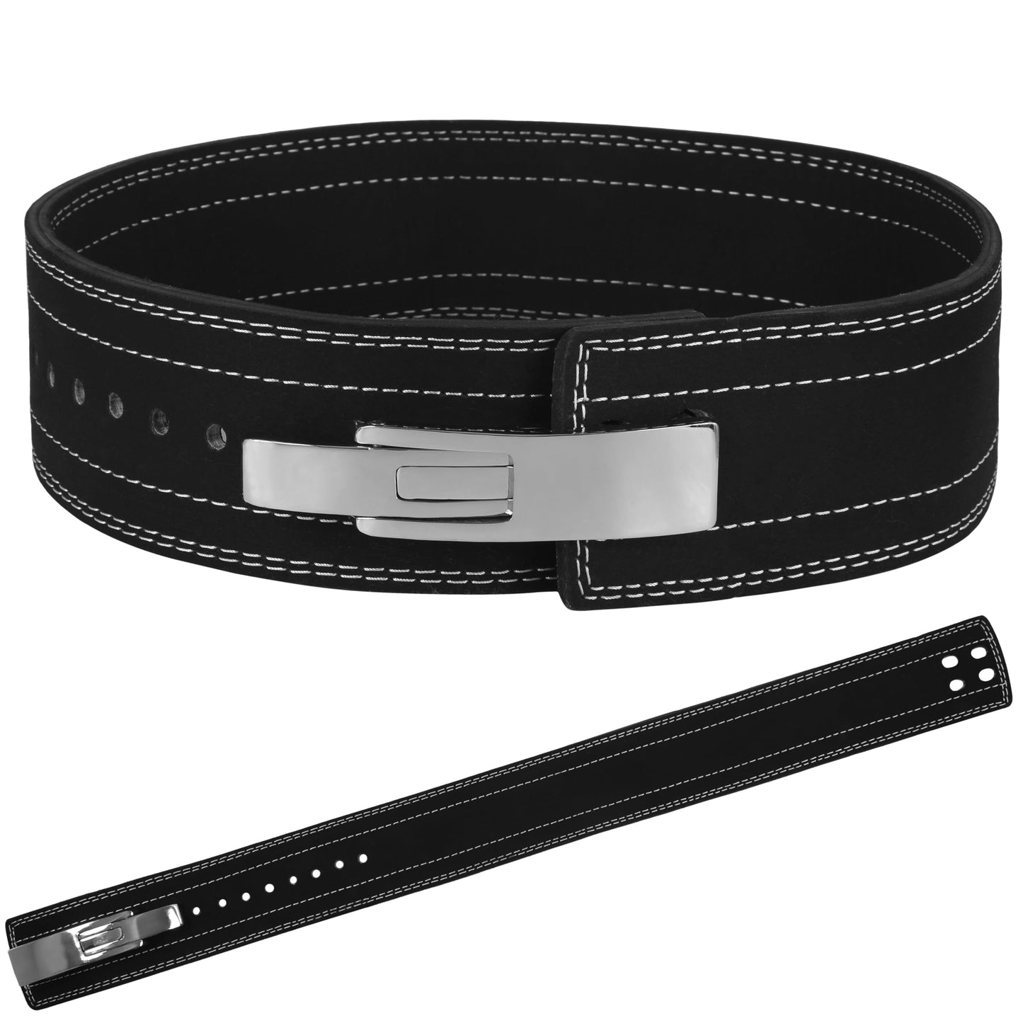 Powerlifting Lever Belt - 9mm IPF Thick Leather Weight Lifting Belt - Ideal for Gym, Training, Squats and Deadlifts (Medium 32"-38")