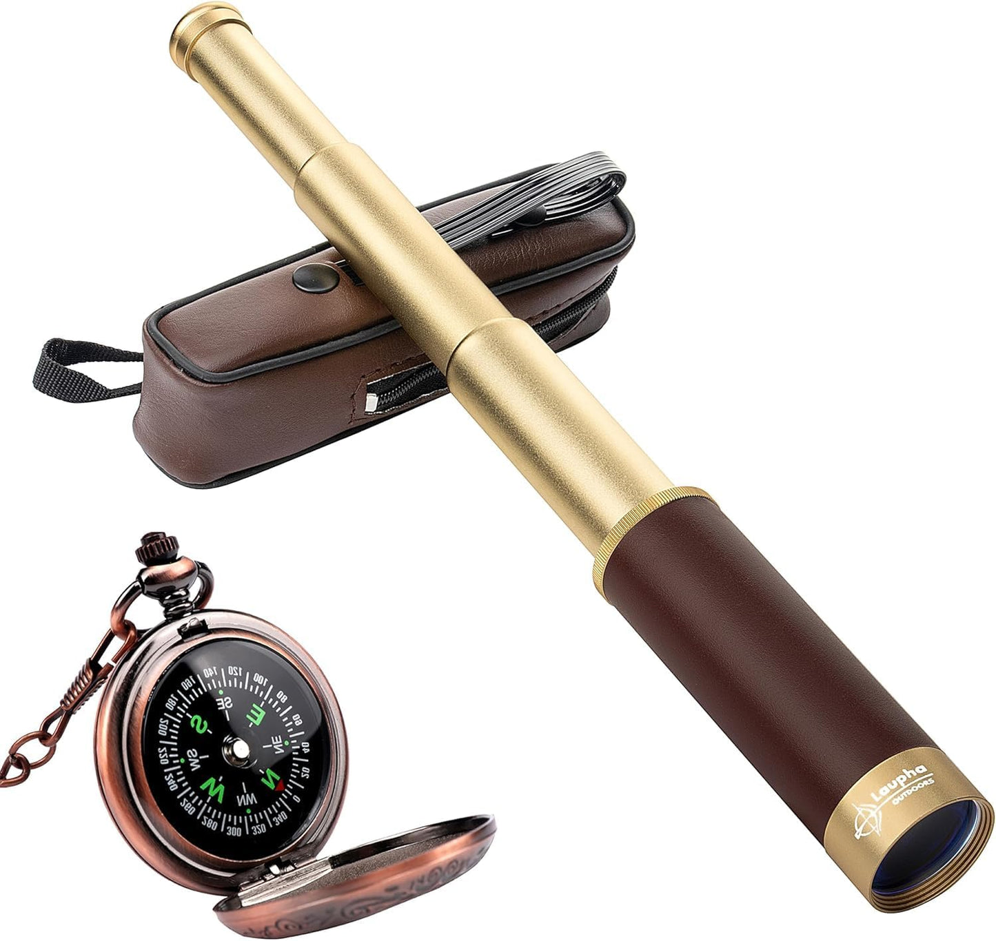 Laupha 25x30 Retro Pirate Telescope Spyglass Portable Collapsible Handheld Telescope Zoom Vintage Monocular Classical