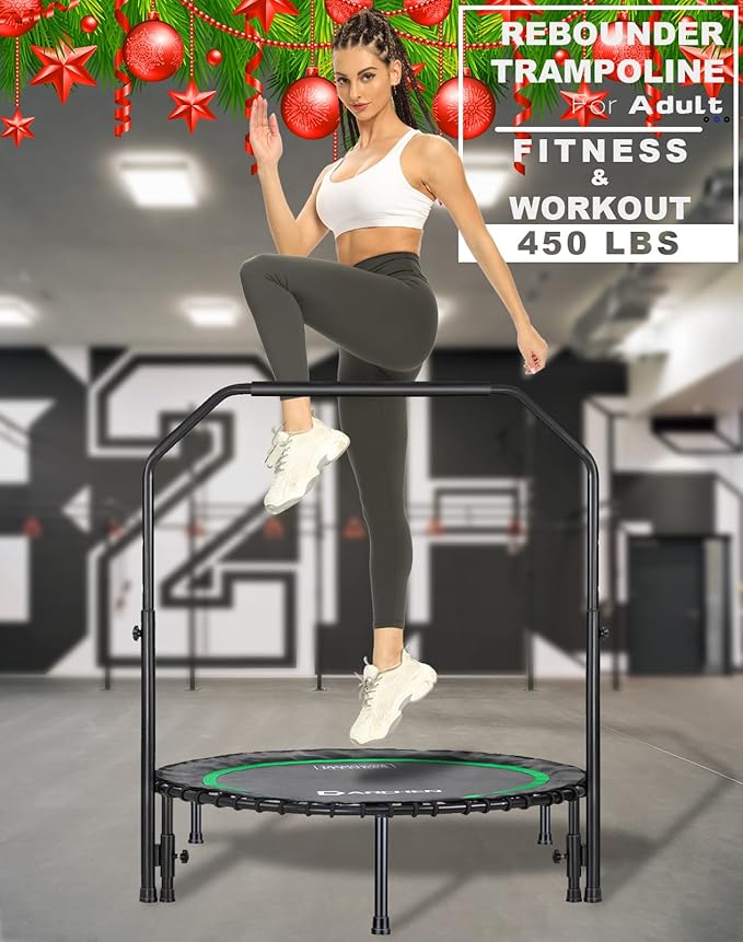 DARCHEN 450 lbs Mini Trampoline for Adults, Indoor Small Rebounder Exercise Trampoline for Workout Fitness for Quiet and Safely Cushioned Bounce, [40 Inch]