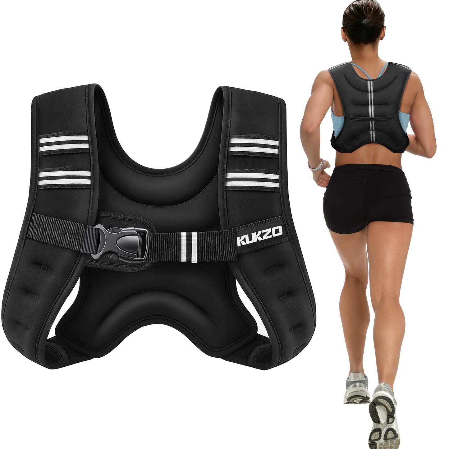 KUKZO Weighted Vest for Women Men 6LB Body Weight Vest with Reflective Stripes for Running,Walking,Workout,Strength Training,Weight Loss