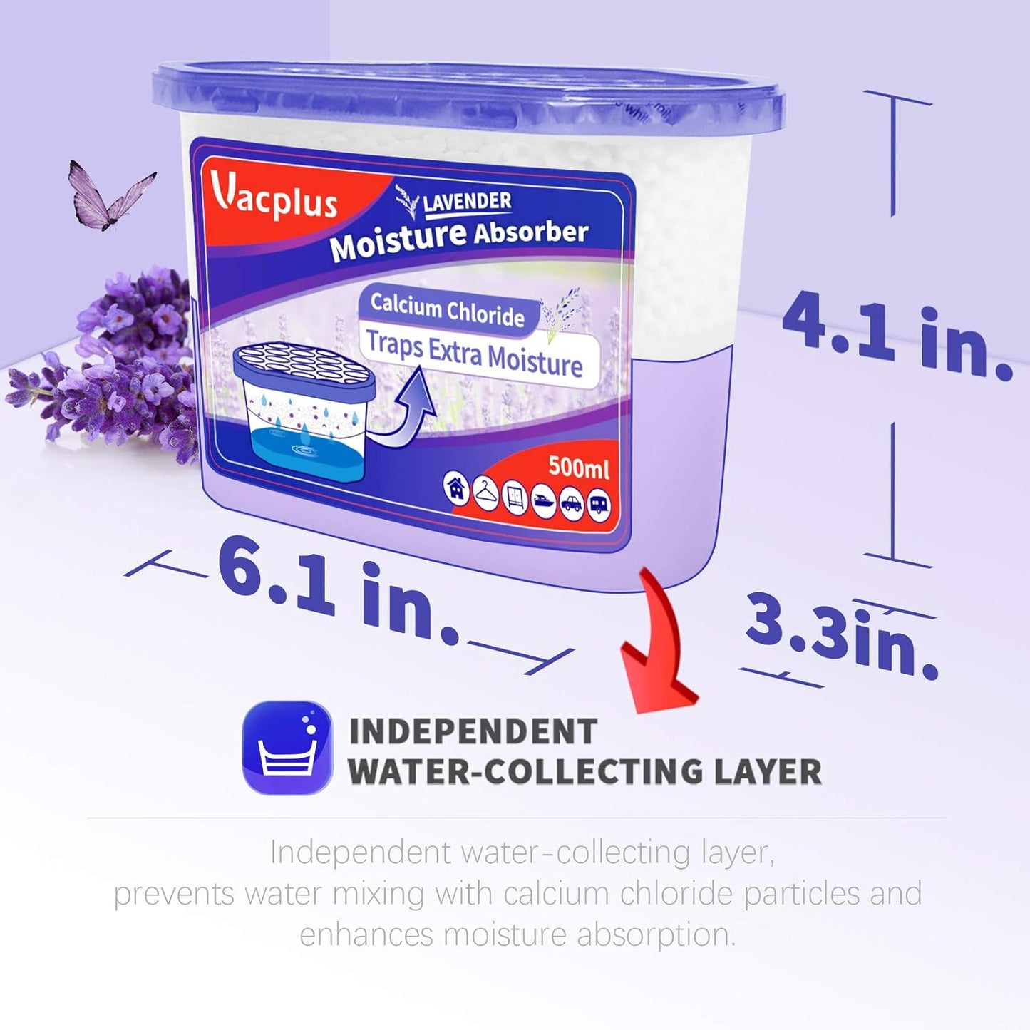 Vacplus Moisture Absorbers - Portable Humidity Control Boxes with Lavender Fragrance | 6 Pack, 10.5 Oz