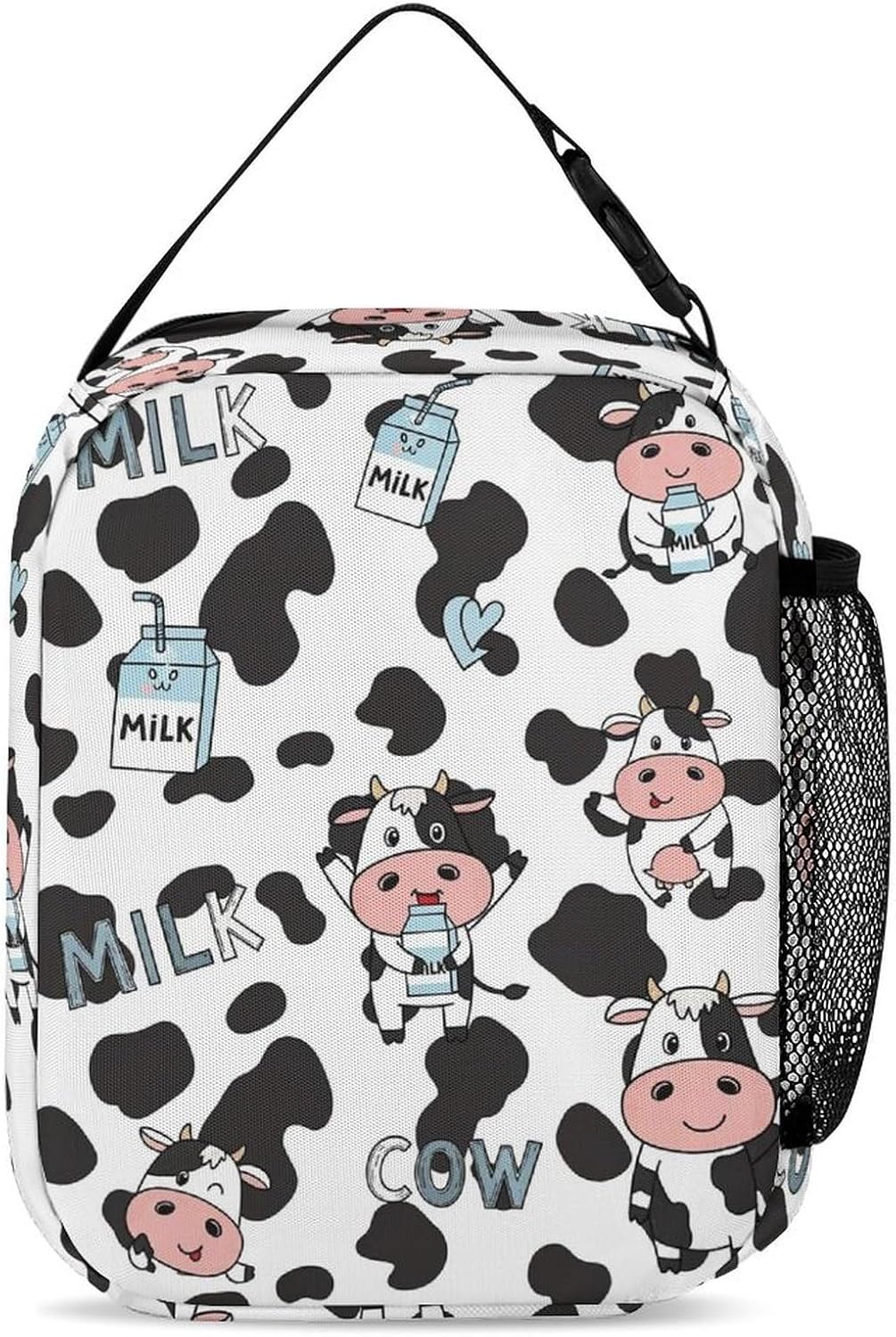 100% BLUE COLLAR Backpack Set Daypack Set Backpack Laptop Milk Cow Print Bookbag with Lunch Bag & Storage Bag