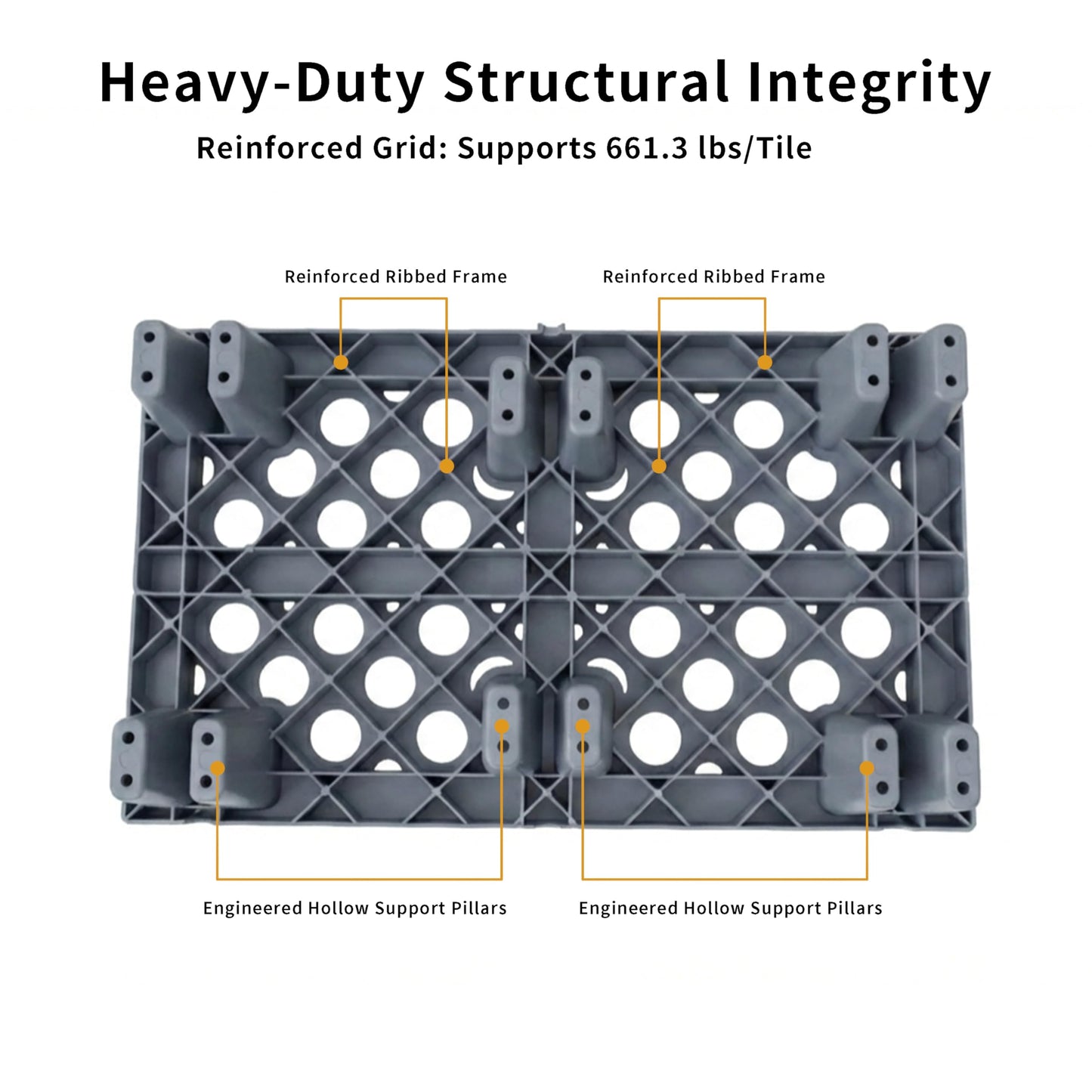 Heavy Duty Plastic Pallets, Grey Interlocking Storage Platforms with Breathable Grid Design, 11.8 x 19.7 x 3.9 Inches, 10 Pack, Indoor Outdoor Use for Basement Storage, Storage Shed, Warehouse