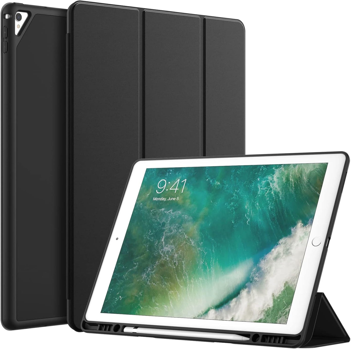 JETech 12.9 Inch (2015/2017 1st/2nd Case for iPad Pro Model, Generation) with Pencil Holder, Slim Tablet Cover