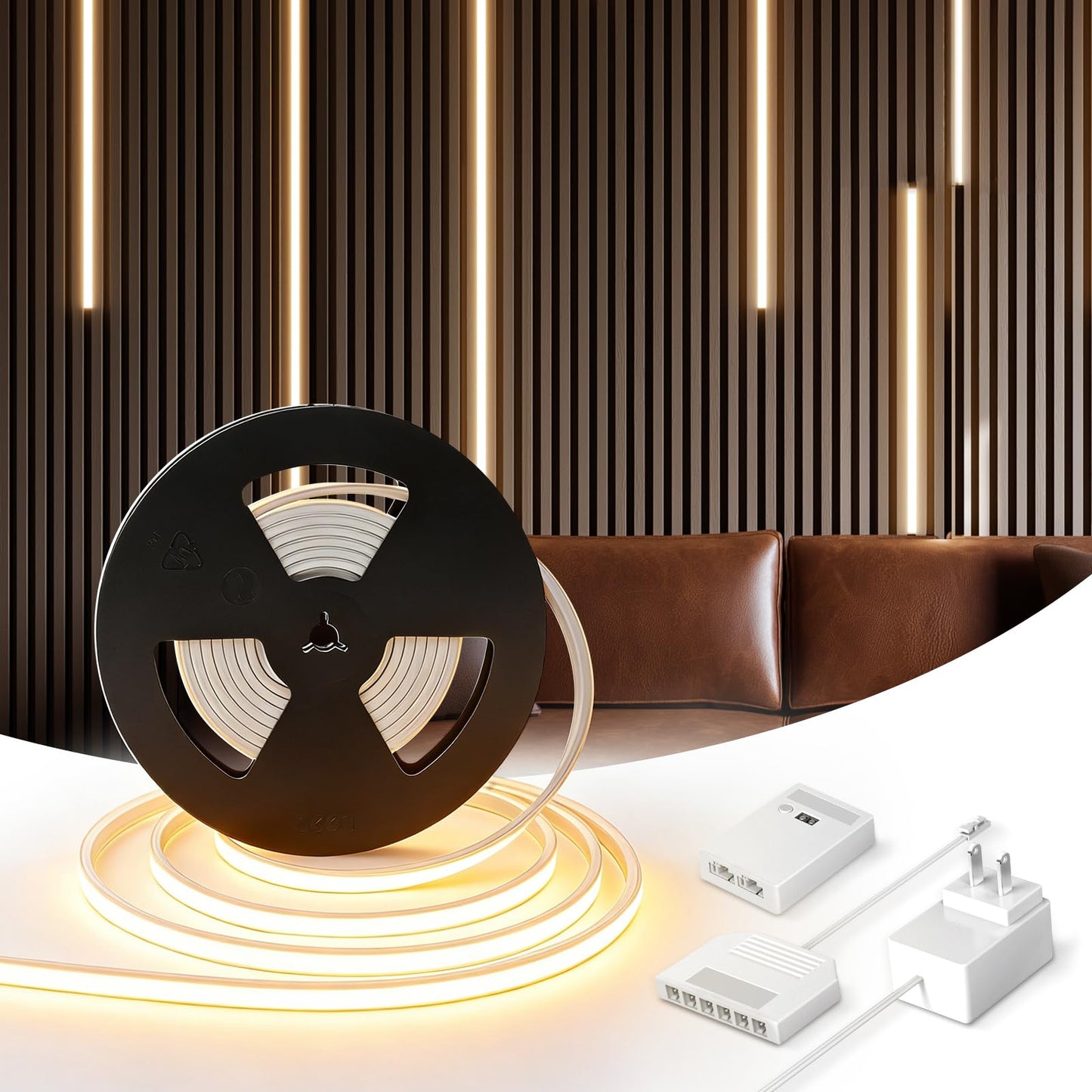 V4light 16.4ft Smart Silicone LED Strip for Recessed Lighting, 2700K-6500K CCT, CRI90+ Dot-Free, Works with Alexa, App&Remote, Cuttable & Dimmable, Clip Mount for Wood Slat Wall, Under Cabinet, Stairs
