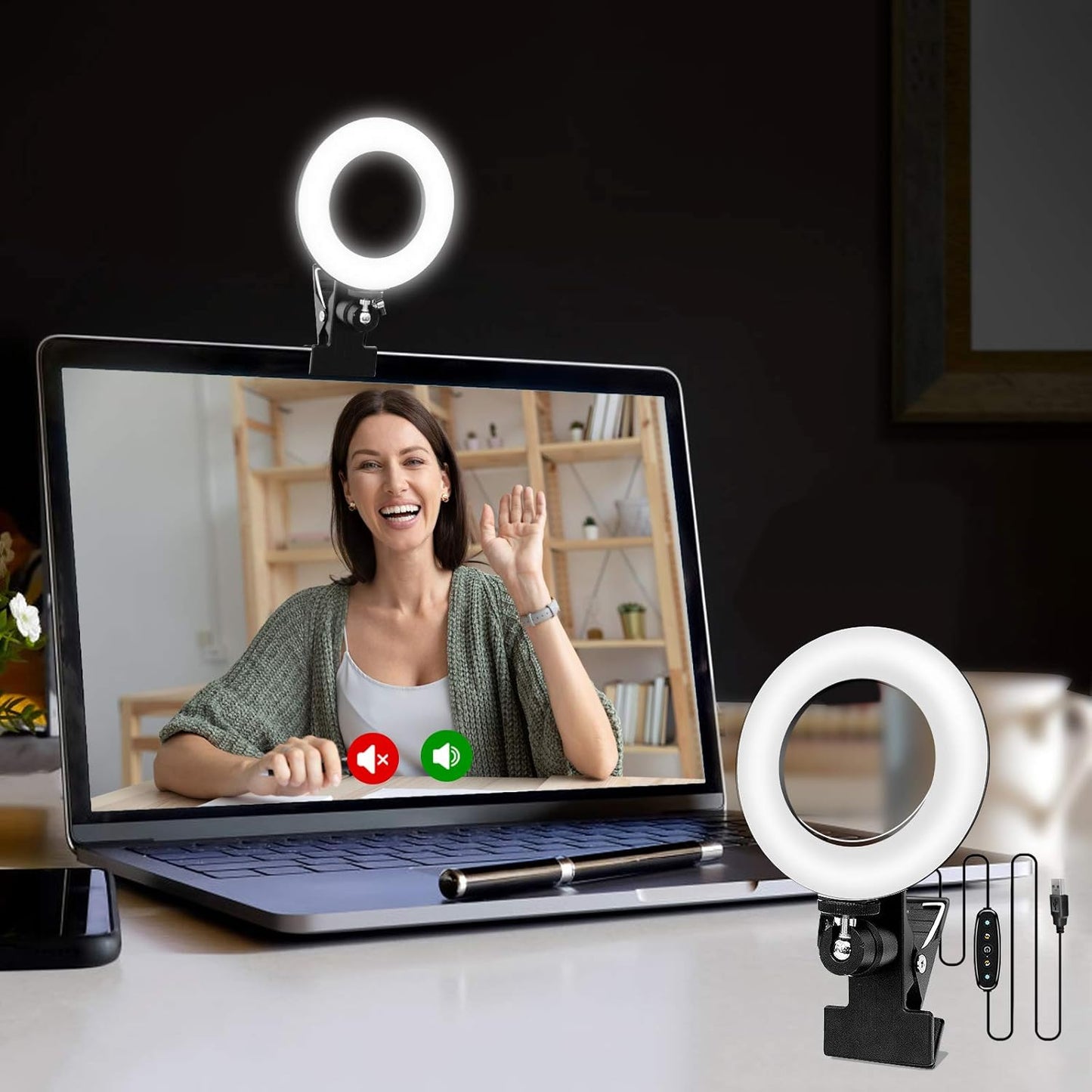 Cyezcor Video Conference Lighting Kit, Ring Light for Monitor Clip On,for Remote Working, Distance Learning,Zoom Call
