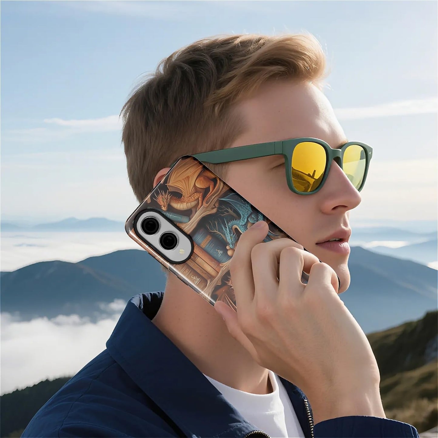 CARLOCA S25 Case for Samsung Galaxy Edge,Bookish Dragon Bookshelf Design- Hybrid Dual Protection Soft TPU + Hard PC