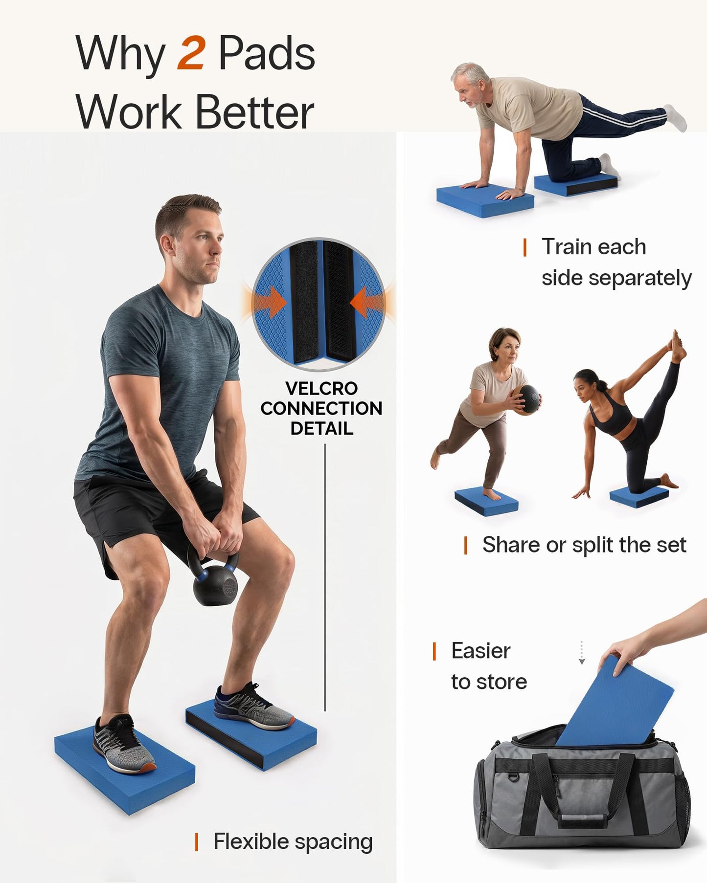 StrongTek 2-in-1 Non-Slip Balance Pad - High-Density Foam Cushion, Supportive Exercise Mat & Knee Pad for Core Training, Yoga, Pilates, Physical Therapy, Stability Training, Stretching, and Rehab